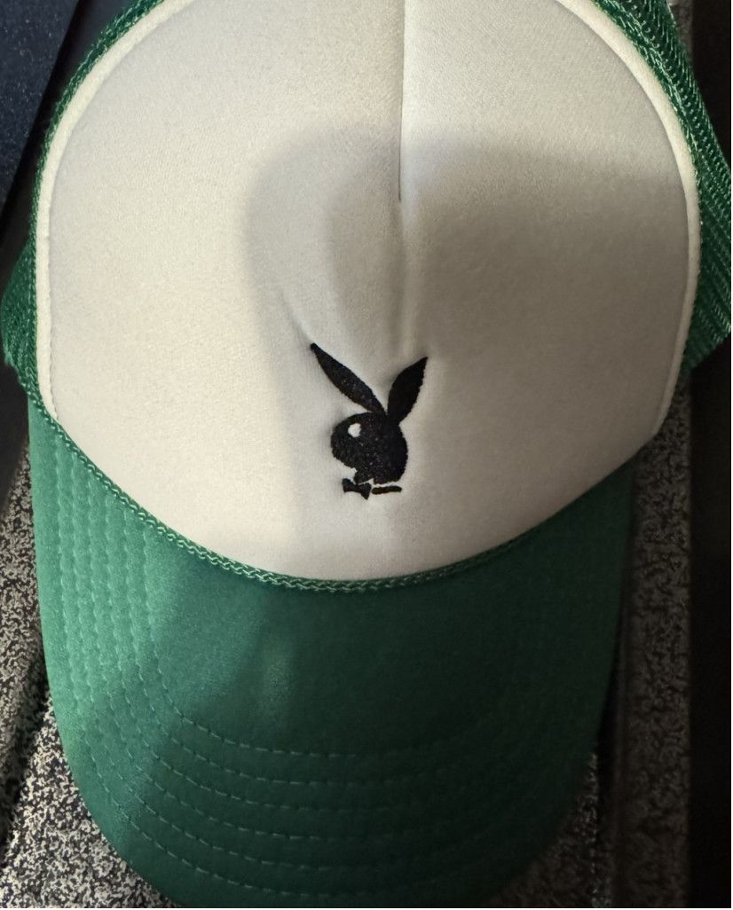 The Unbranded Brand Playboy Trucker snapback hat OSFA Green/White Size ONE SIZE - 1 Thumbnail