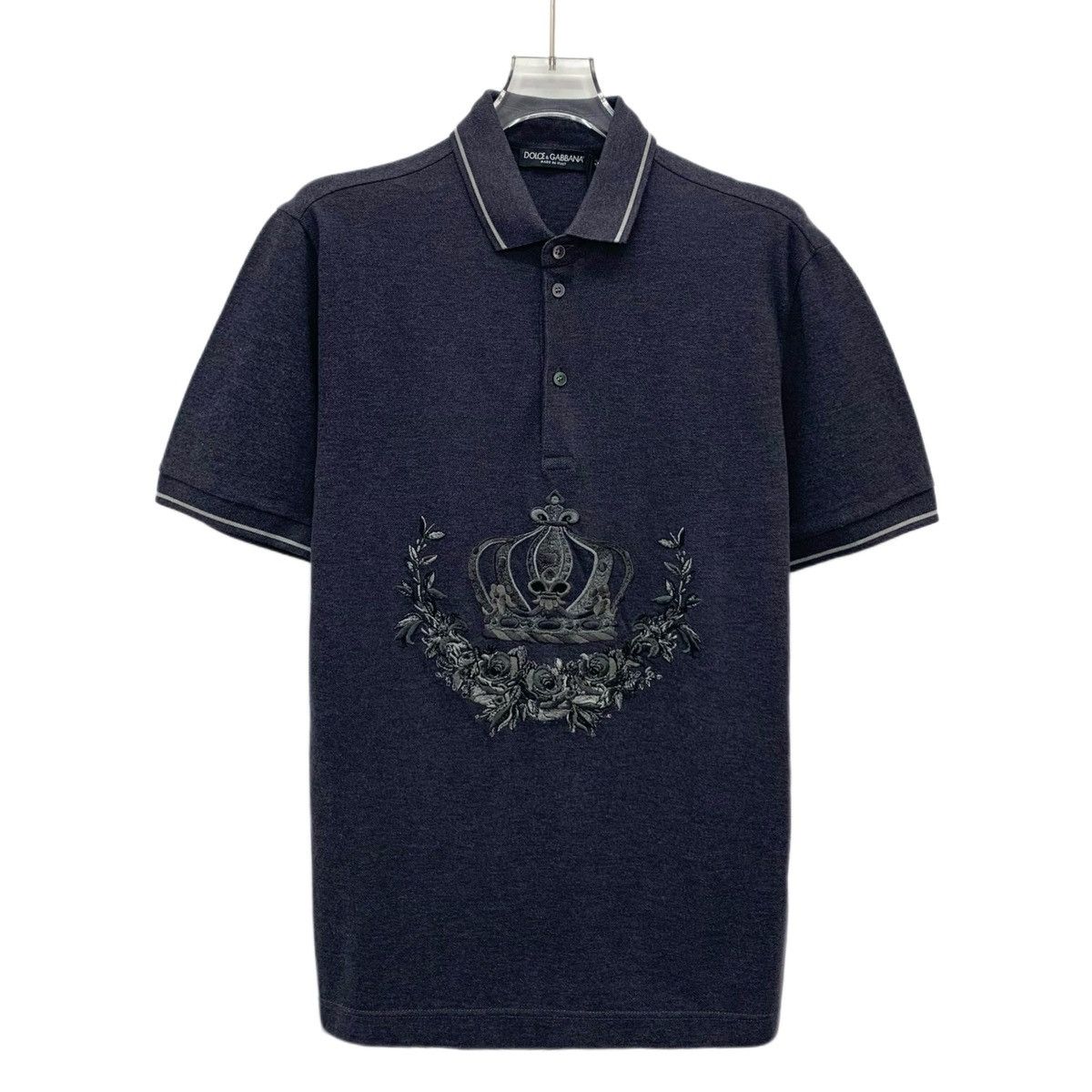 Dolce & Gabbana Dolce & Gabbana Crown Floral Embroidered Polo Shirt K26WX Size US XS / EU 42 / 0 - 1 Thumbnail