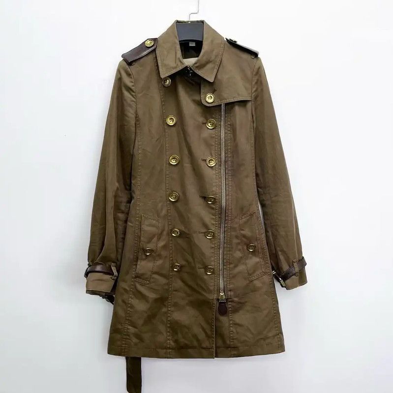 Burberry Khaki Cotton Blend Trench Coat