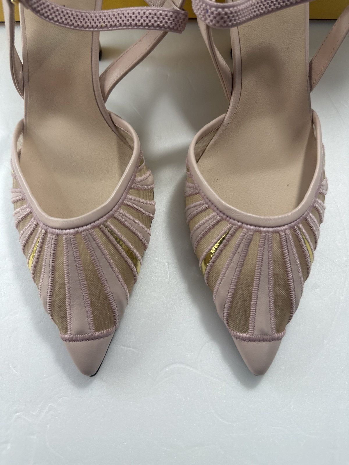 Gucci FENDI leather and mesh high-heeled slingbacks Size US 6.5 Size US 6.5 / IT 36.5 - 12 Thumbnail