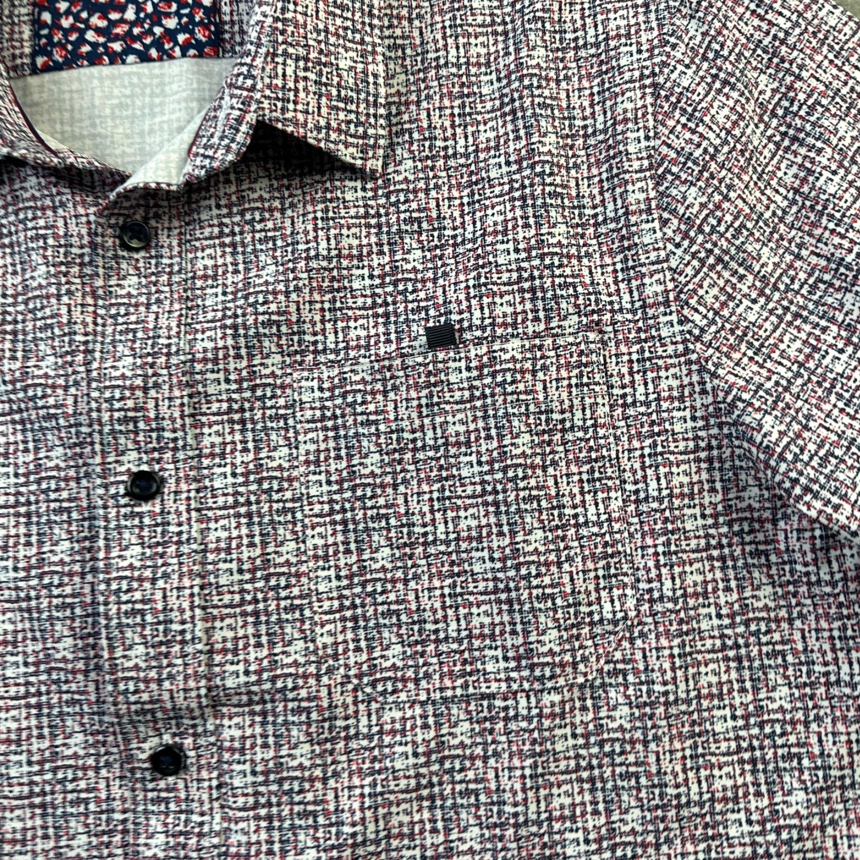 Vintage 7 Diamonds Shirt Mens Large Red 4 Way Stretch Button-Down Geometric Flip Sleeve Size US L / EU 52-54 / 3 - 4 Thumbnail
