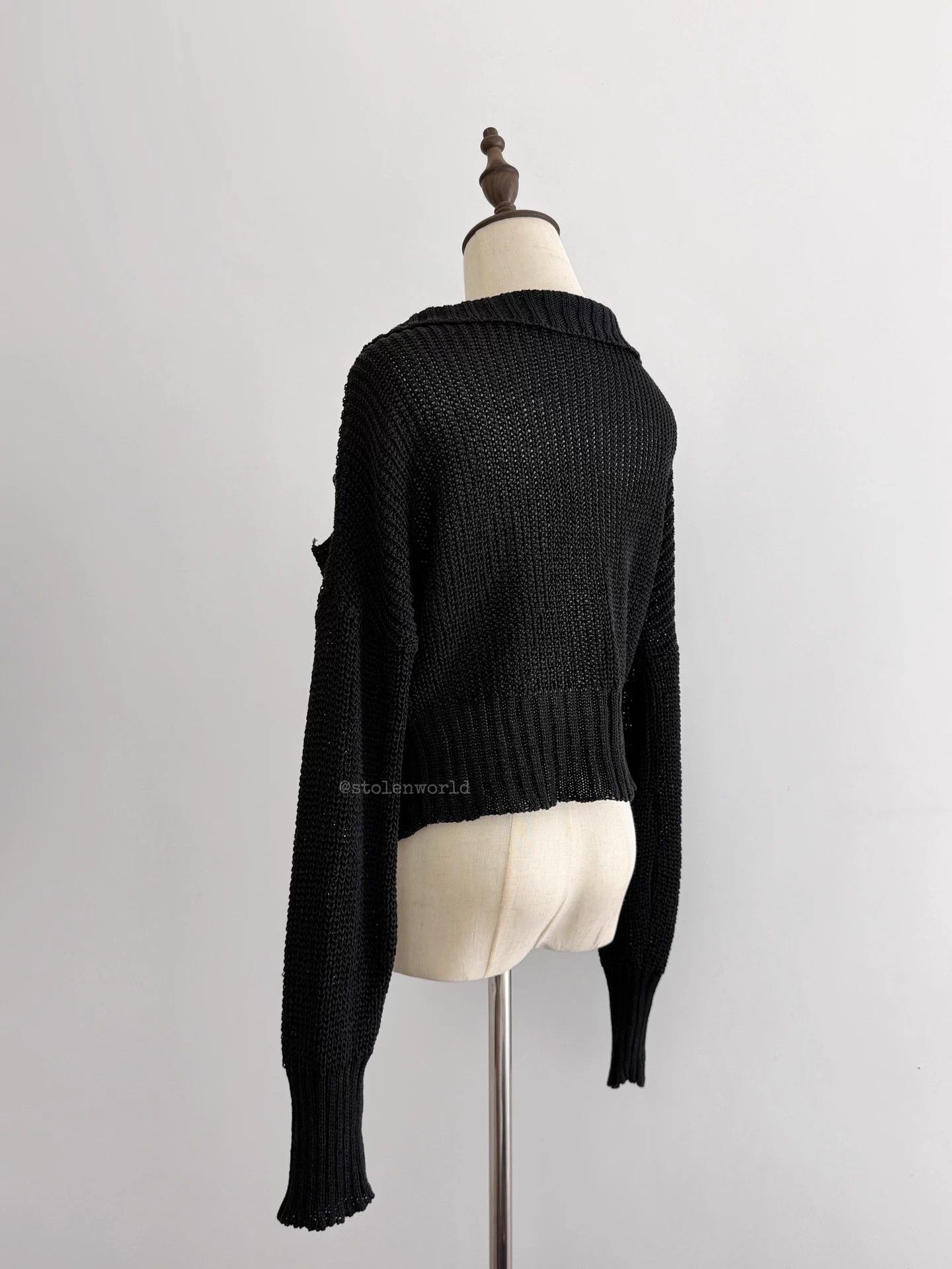 Limi Feu Limi feu black cotton knit dropped shoulder cardigan Size S / US 4 / IT 40 - 6 Thumbnail