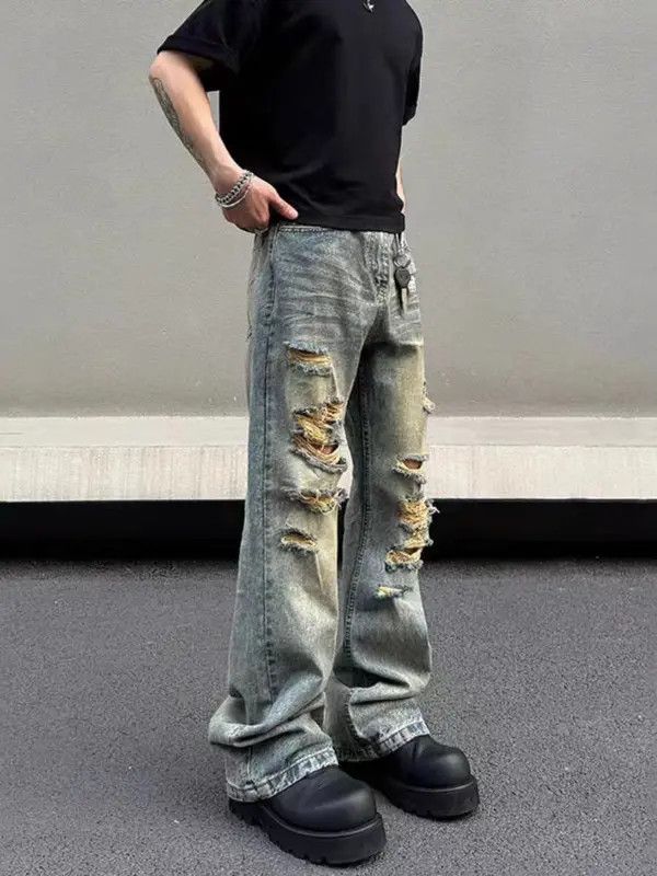 Japanese Brand VIBE Washed and ripped street hip-hop baggy jeans Size US 34 / EU 50 - 3 Thumbnail