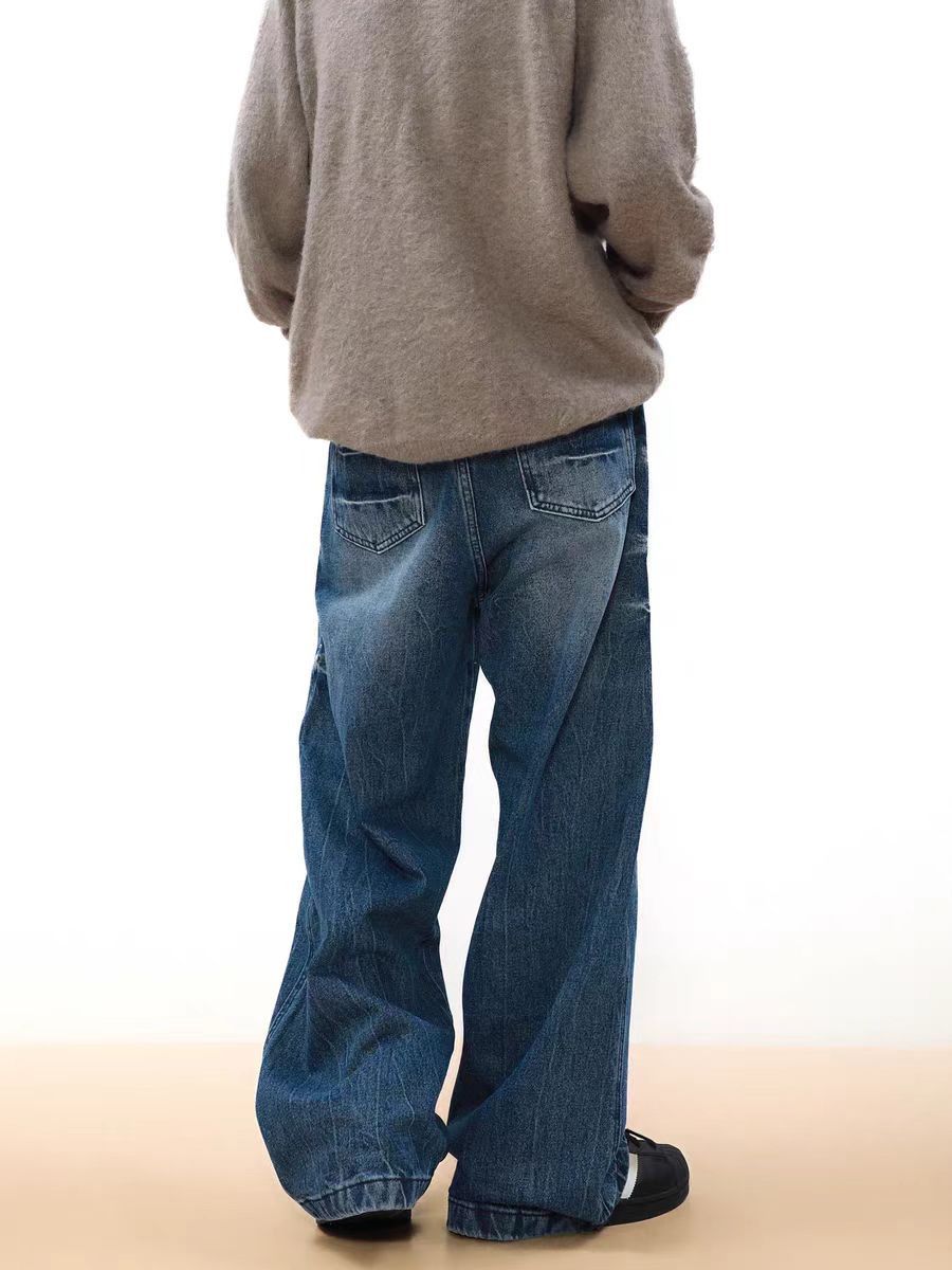 Japanese Brand × Jean Vintage Cracked Lightning Washed Relaxed Jeans Size US 30 / EU 46 - 4 Thumbnail