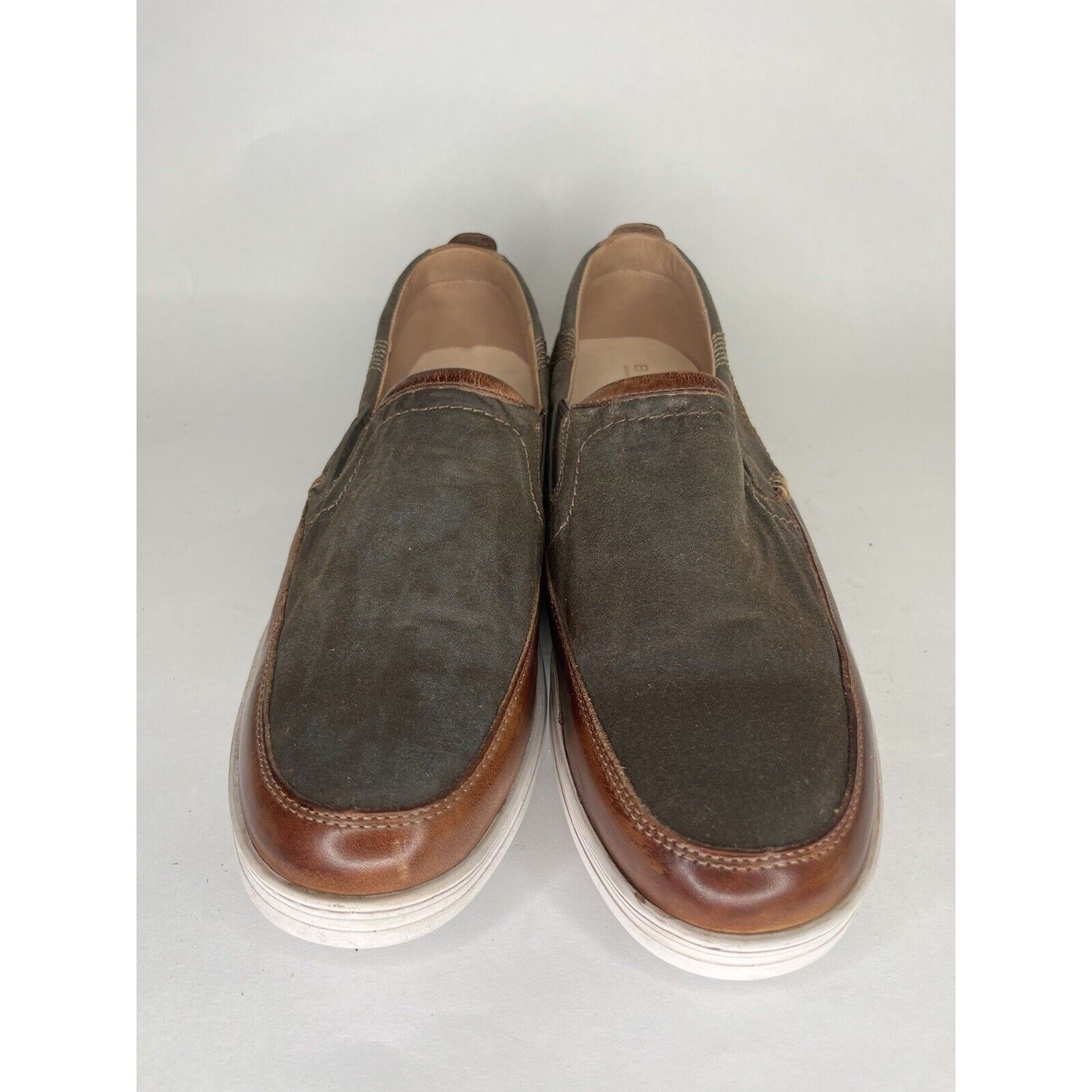 Bed Stu Bed Stu Green Canvas Brown Leather Casual Loafers Shoes Men Size US 13 / EU 46 - 13 Thumbnail