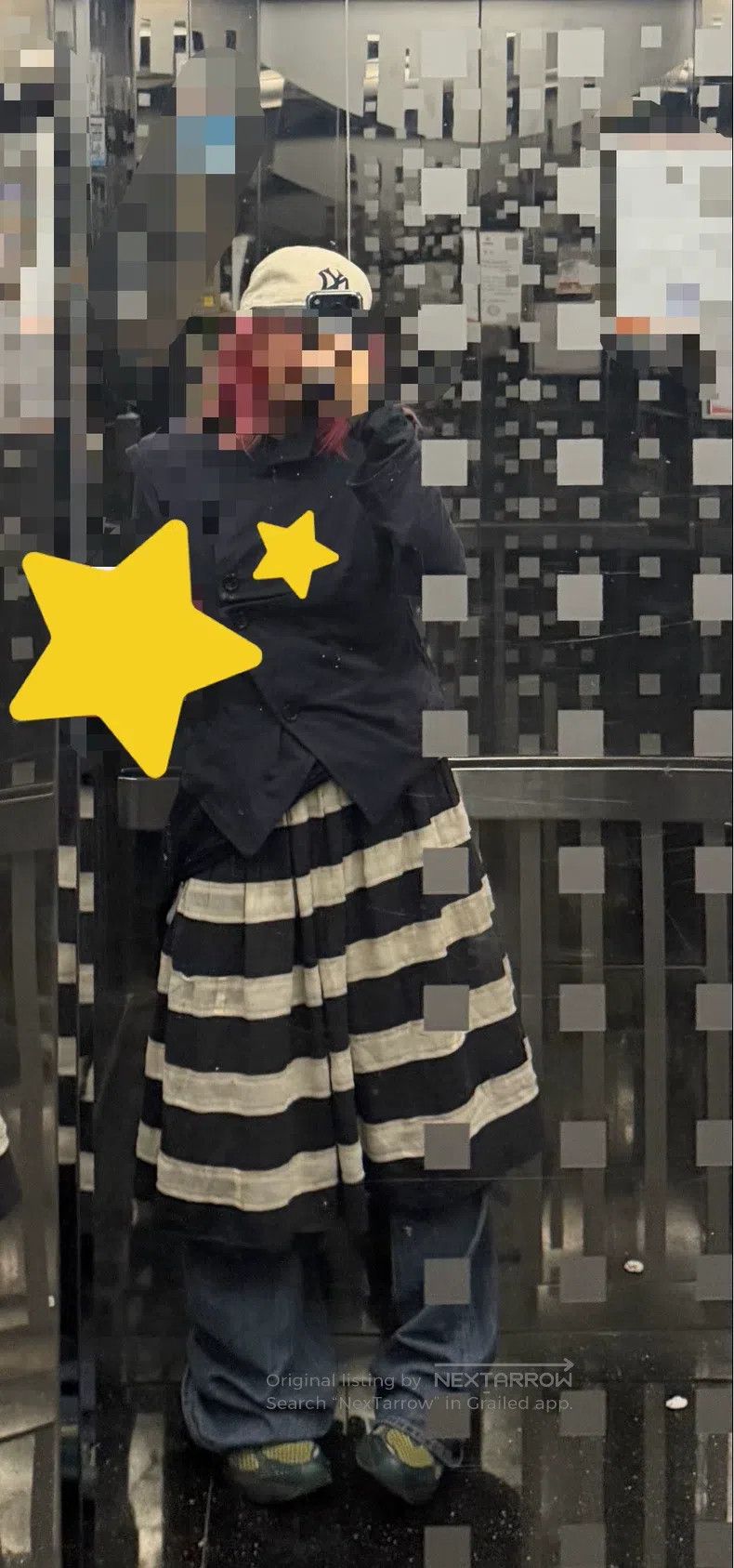 Comme des Garcons Comme Des Garcons size S Navy and White Striped Patchwork S Size 22" - 5 Thumbnail