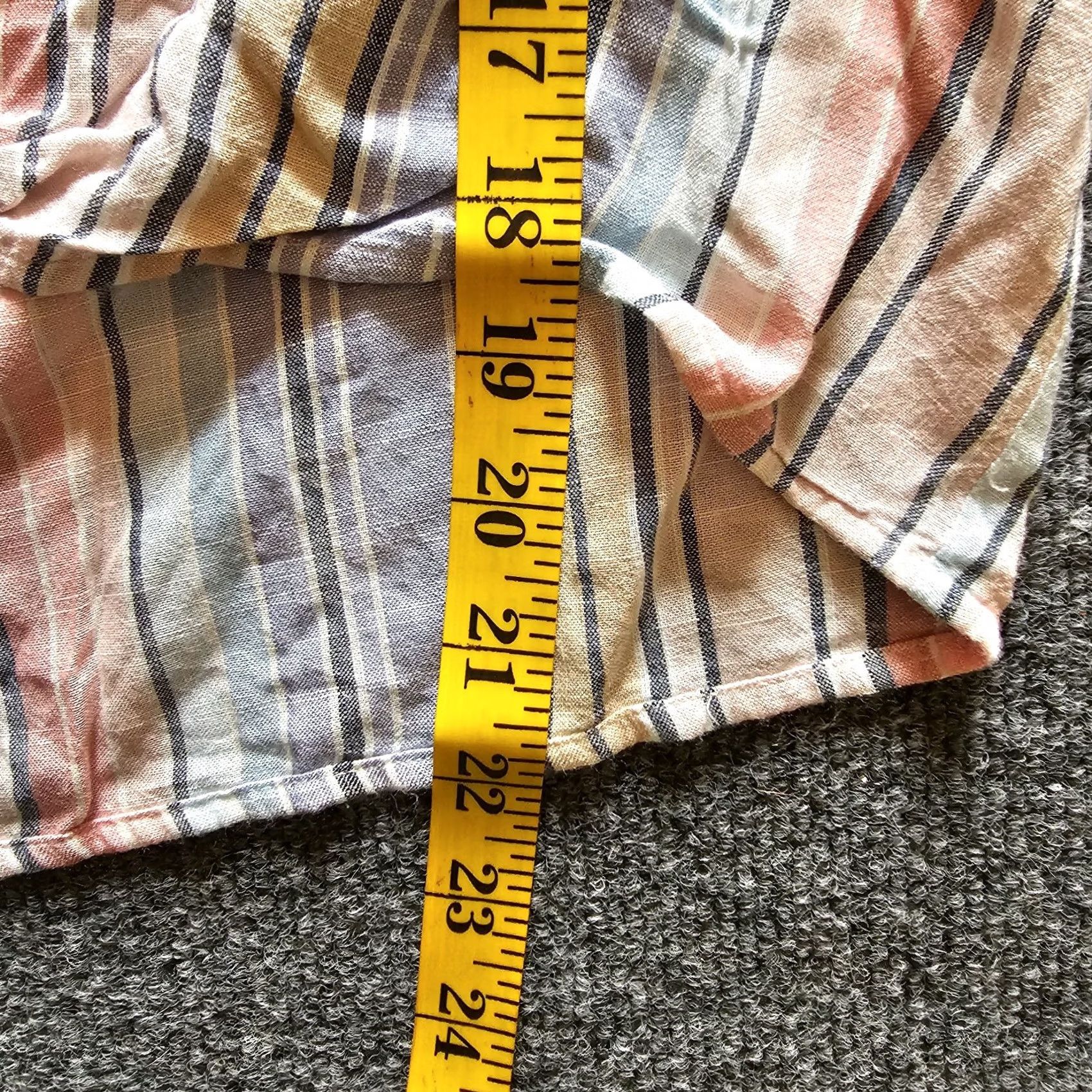 CLOT Cloth & Stone Top Shirt Womens Large Blue Striped Short Sleeve Button Up Casual Sleeve V-Neck Printed Pattern Size L / US 10 / IT 46 - 7 Thumbnail