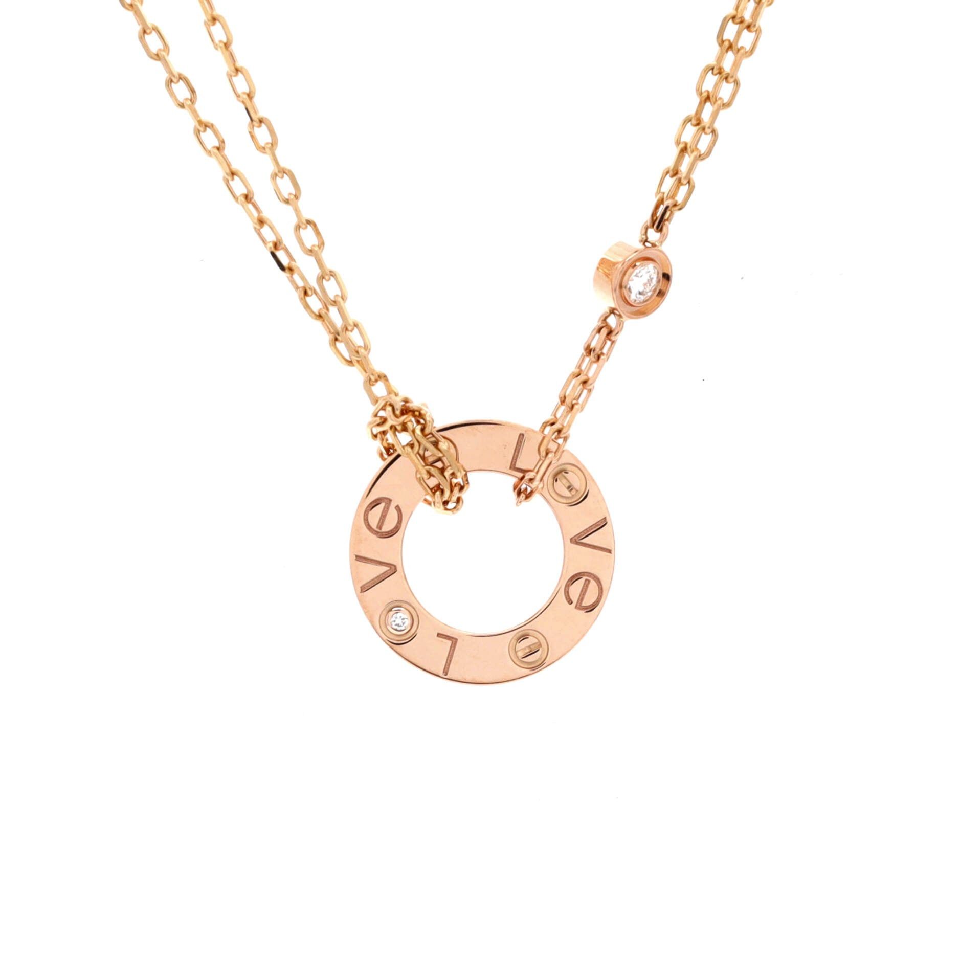 Cartier 2 Diamonds Love Pendant Necklace Size ONE SIZE - 1 Thumbnail