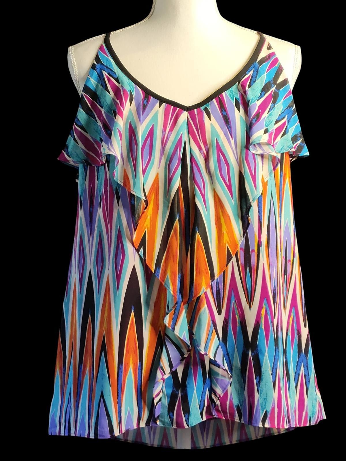 Other Nicole Miller Colorful Geometric Pattern Women's Tank Top Size L / US 10 / IT 46 - 3 Thumbnail