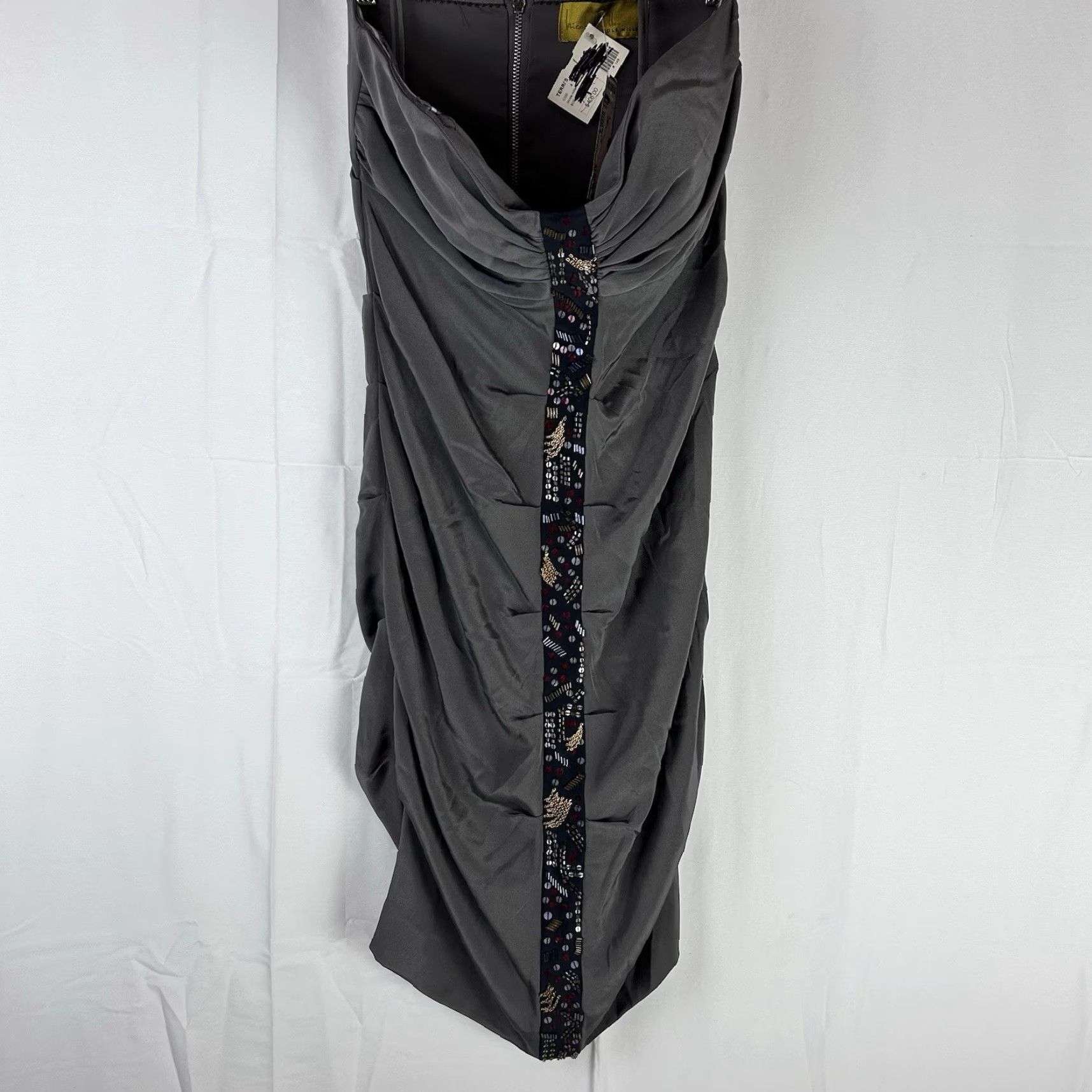 Nicole Miller Nicole Miller Dress Gray Draped Strapless Beaded Trim Evening Cocktail Mini 4 Women Girls Womens Size S / US 4 / IT 40 - 2 Thumbnail