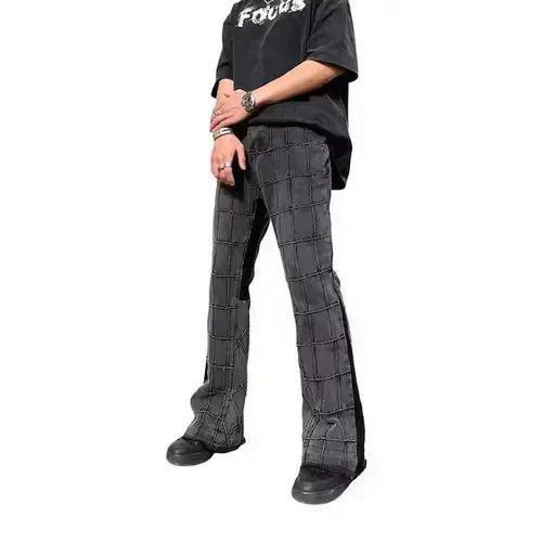 Japanese Brand Plaid Stacked Denim Jeans Size US 32 / EU 48 - 4 Thumbnail