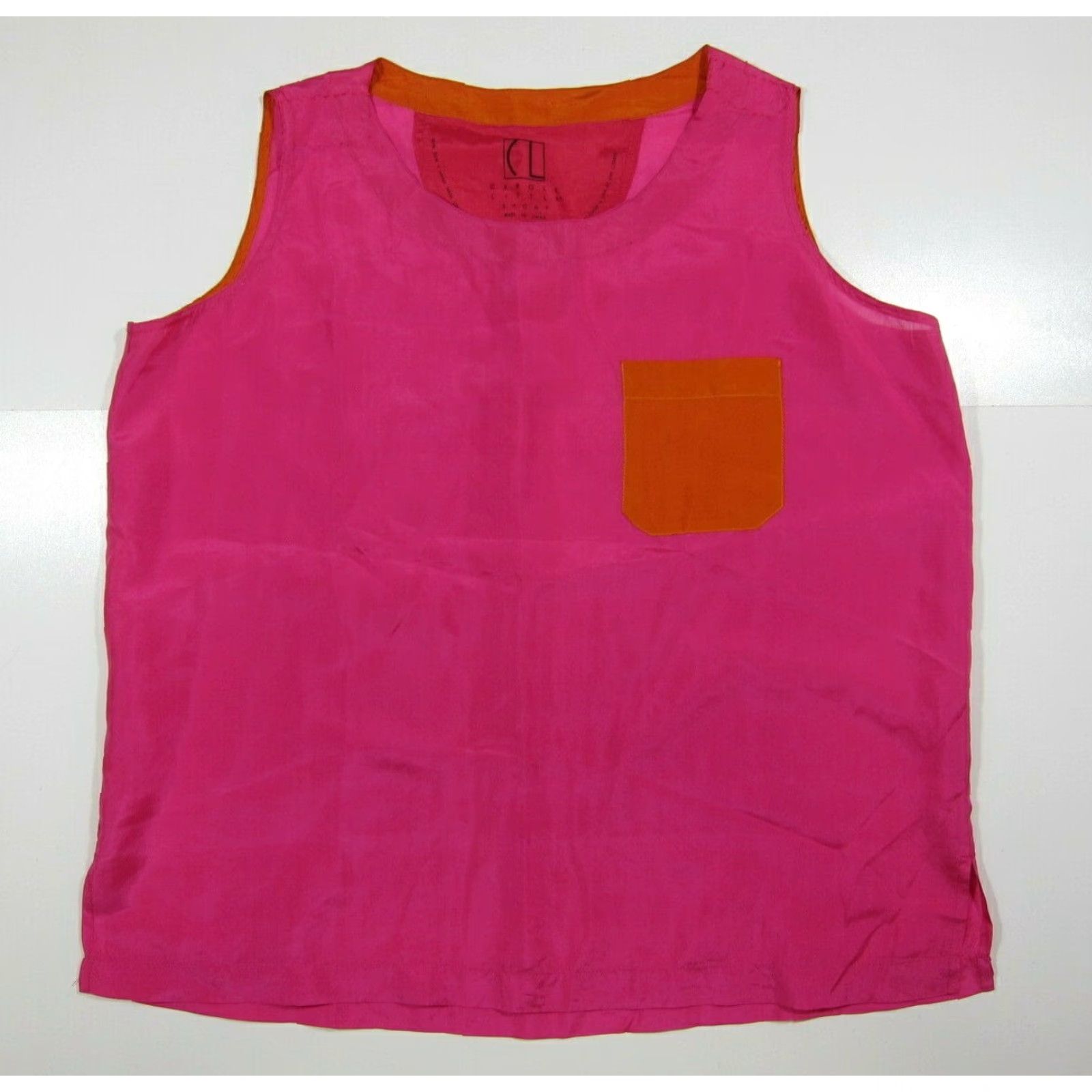 Vintage Carol Little 100% Silk Pink Sleeveless Tank Shirt Blouse Top Women 12L Size XL / US 12-14 / IT 48-50 - 6 Thumbnail