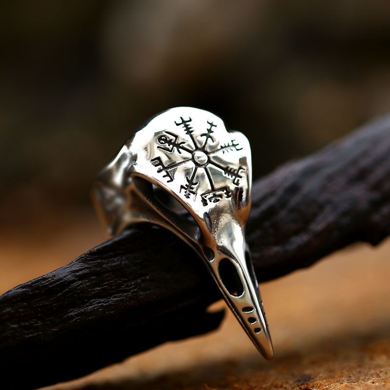 Vintage Resizable Retro Odin Crow Punk Gothic Ring Size ONE SIZE - 2 Thumbnail