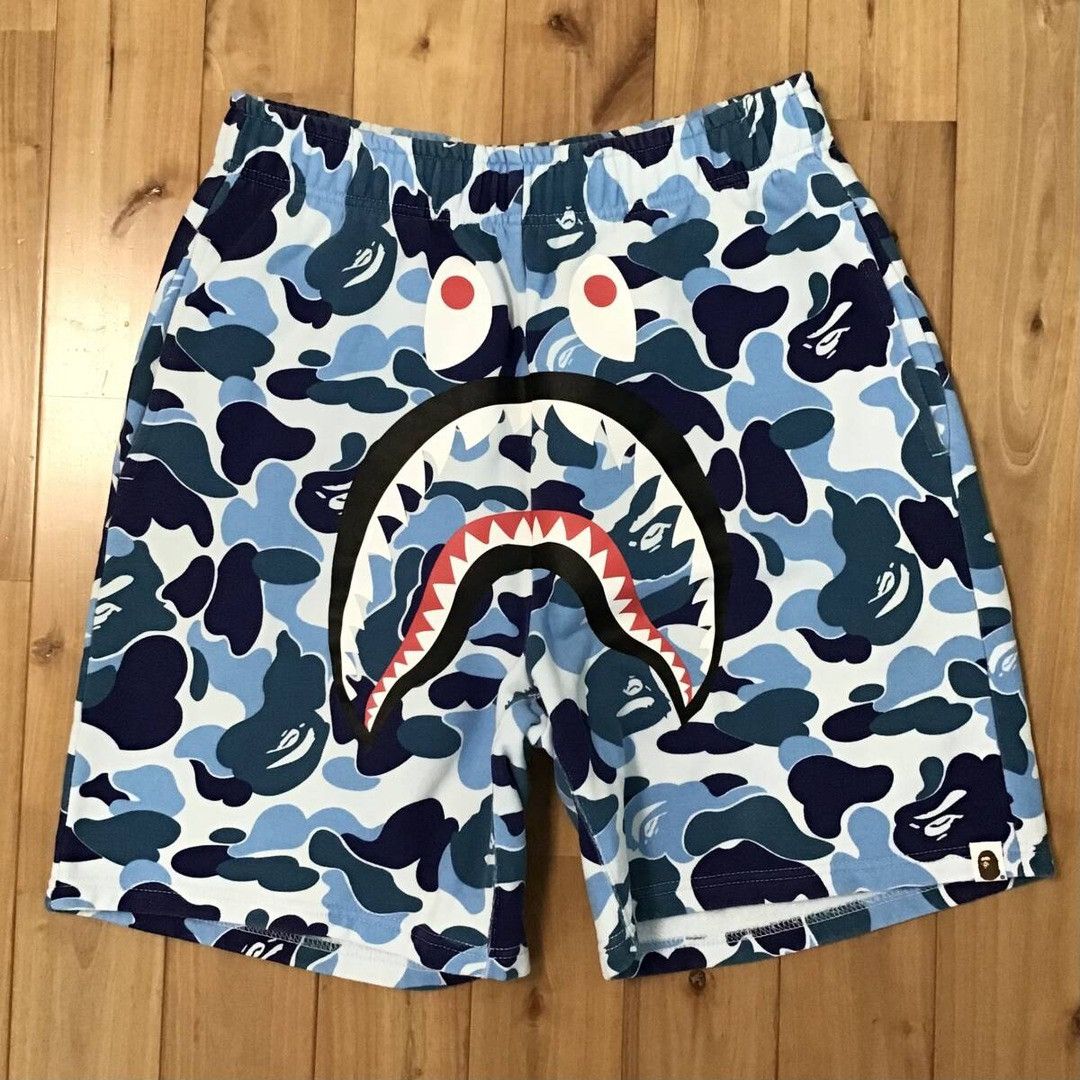 BAPE Shark sweat shorts ABC camo Blue a bathing ape ☆size M