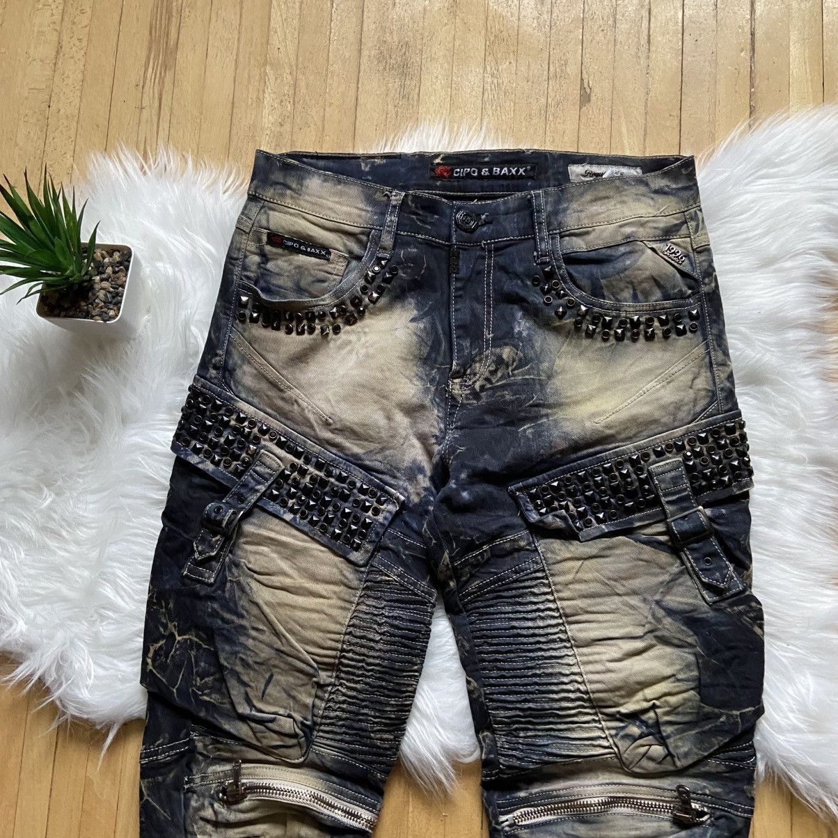If Six Was Nine 📌Crazy Cipo & Baxx Vintage Avant Garde Acid Wash Jeans Size US 30 / EU 46 - 2 Thumbnail