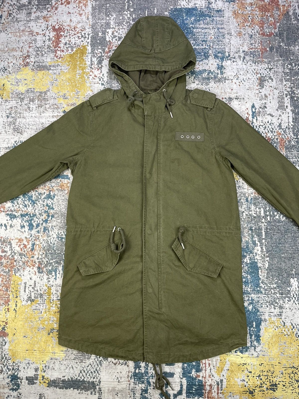 Pull & Bear Pull & Bear West Blue Big Logo Military Type Parka Size US L / EU 52-54 / 3 - 6 Thumbnail