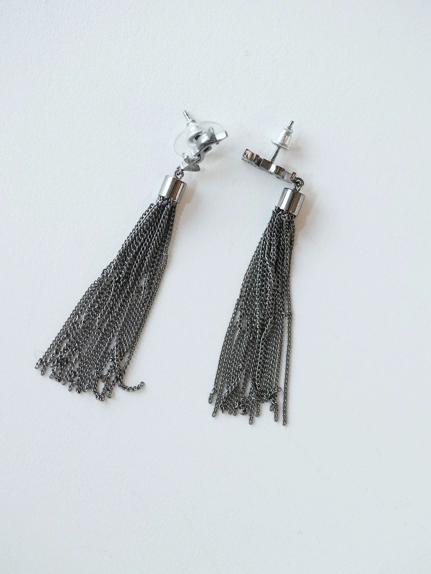 Yves Saint Laurent YSL Silver Letter Tassel Earrings Size ONE SIZE - 8 Thumbnail