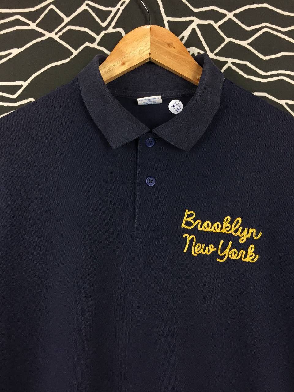 Champion × Vintage Vtg Champion Brooklyn New York Embroidered Logo Polo Tee Size US L / EU 52-54 / 3 - 3 Thumbnail