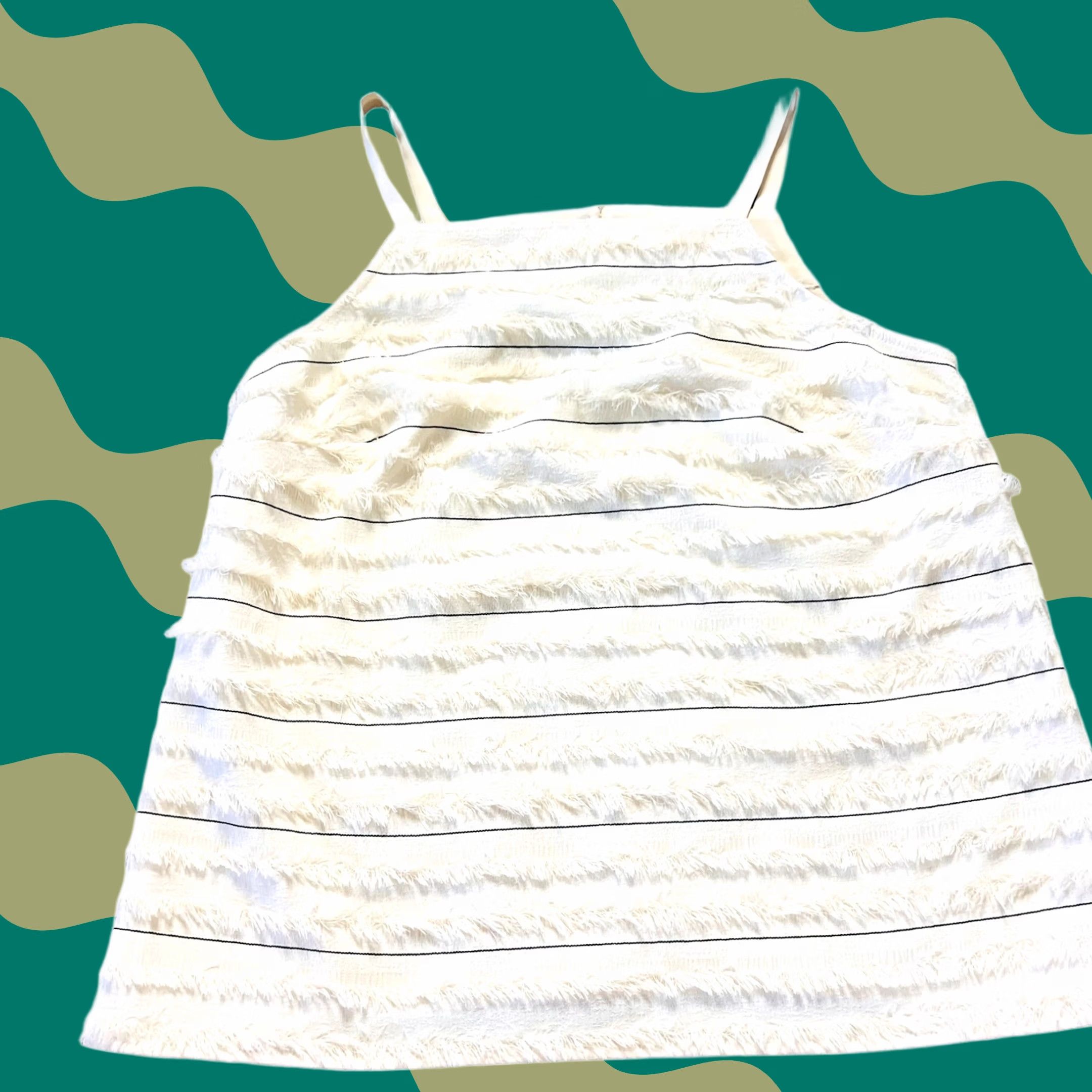 Anthropologie VINTAGE Maeve Anthropologie Fringe Stripe Quinn Textured Cami Neutral Motif Womens 4 Size ONE SIZE - 1 Thumbnail