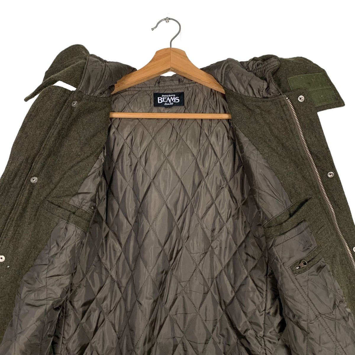 Beams Plus BEAMS Wool Olive Green Hoodie Jacket #0062-C4 Size US L / EU 52-54 / 3 - 14 Thumbnail