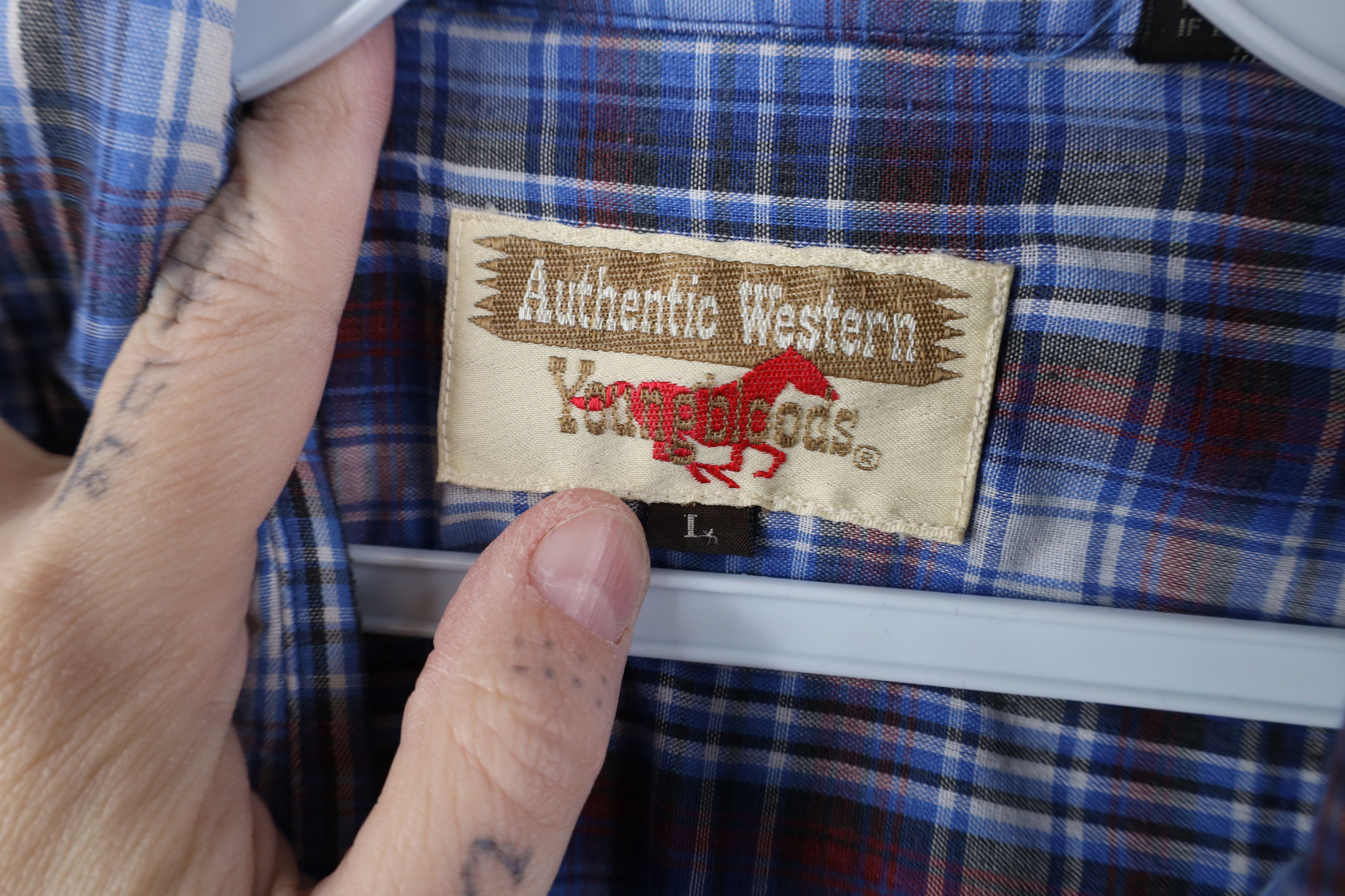 Vintage Vintage 70s Streetwear Western Snap Button Shirt Plaid Size US L / EU 52-54 / 3 - 7 Thumbnail