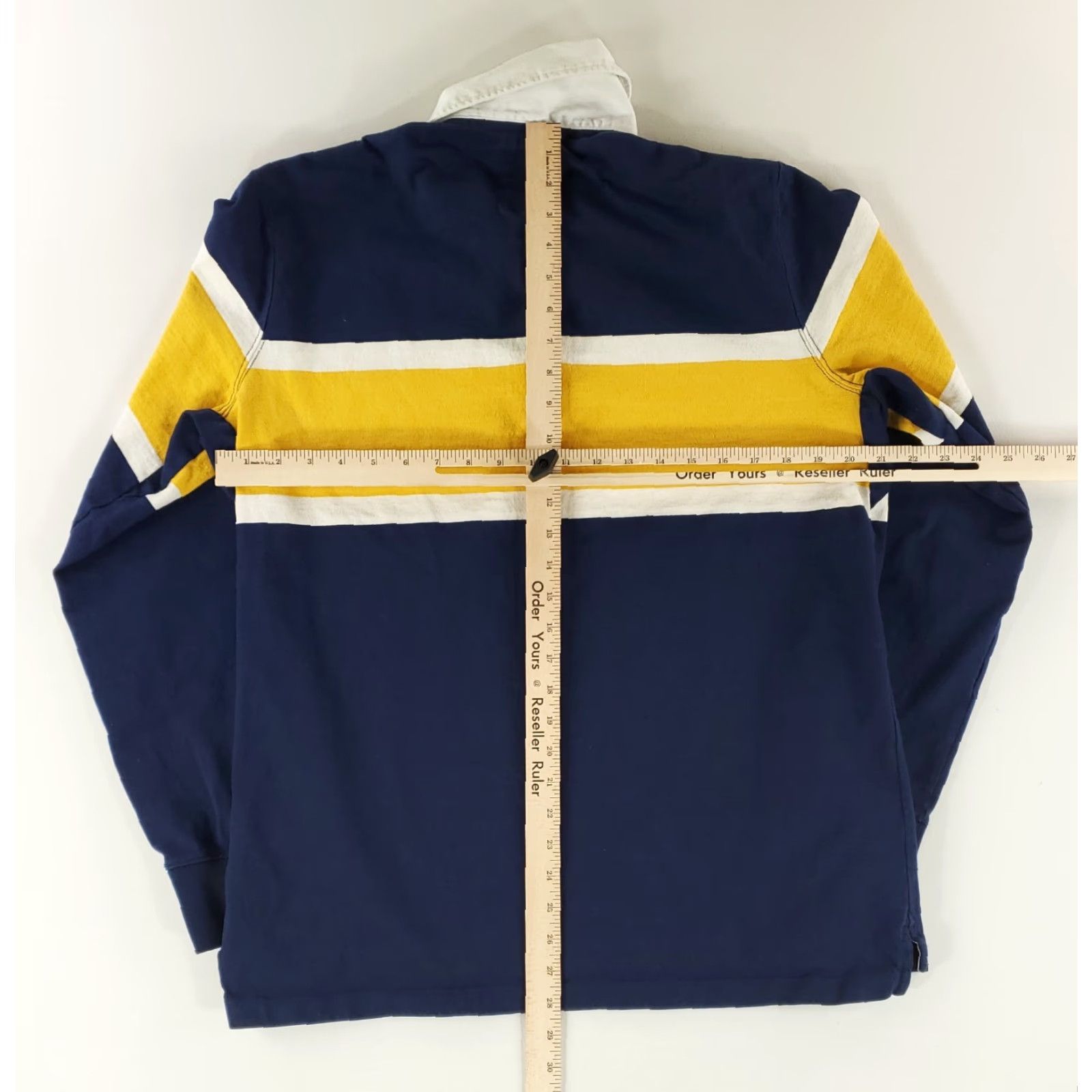 Lands' End Lands' End Polo Shirt Rugby Long Sleeve Mens L Blue White Yellow Size US L / EU 52-54 / 3 - 6 Thumbnail