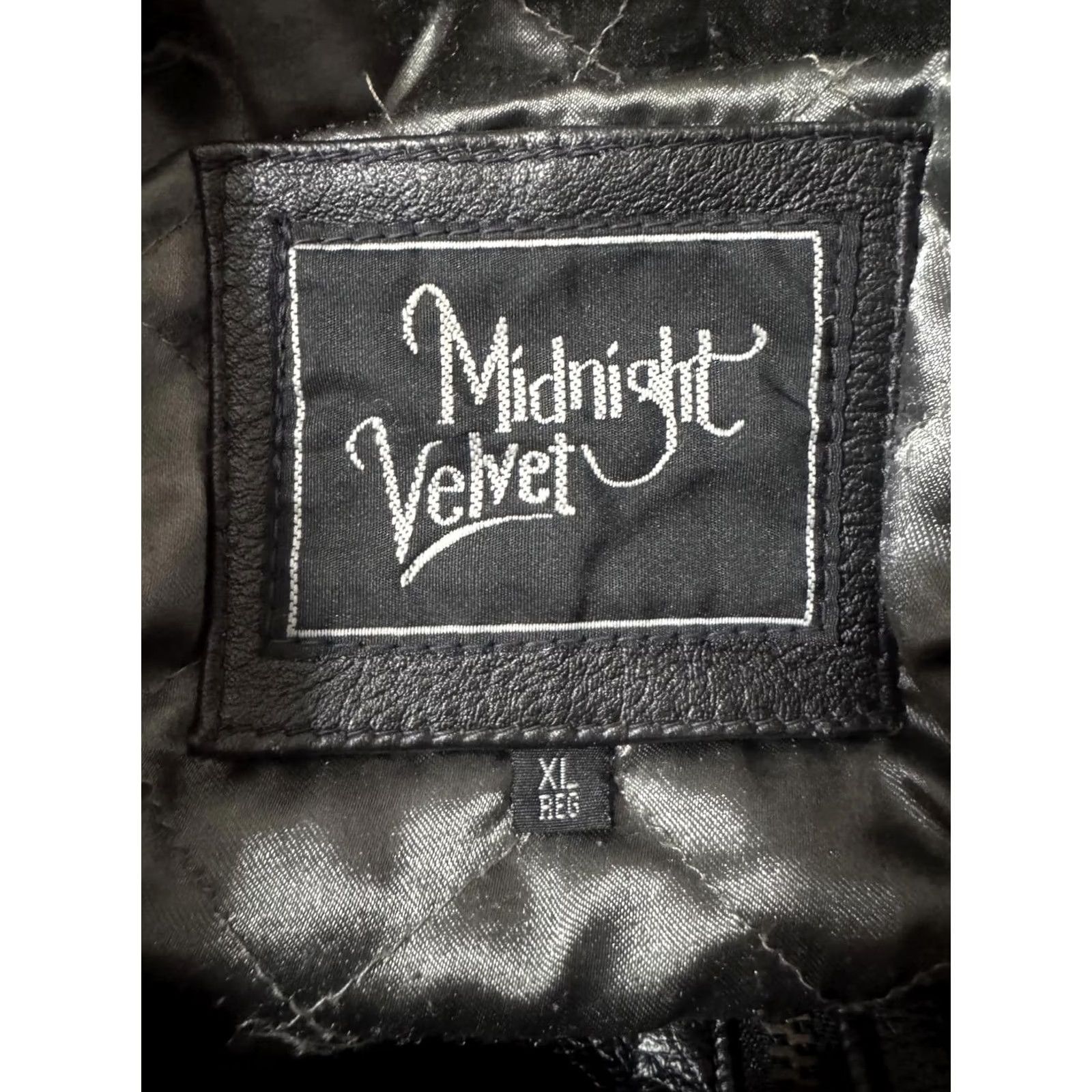 Velvet VINTAGE Midnight Velvet Women’s Leather Coat Jacket XL Regular Black Long Sleeve Zip Belted Mid-Length Coat Size XL / US 12-14 / IT 48-50 - 2 Thumbnail