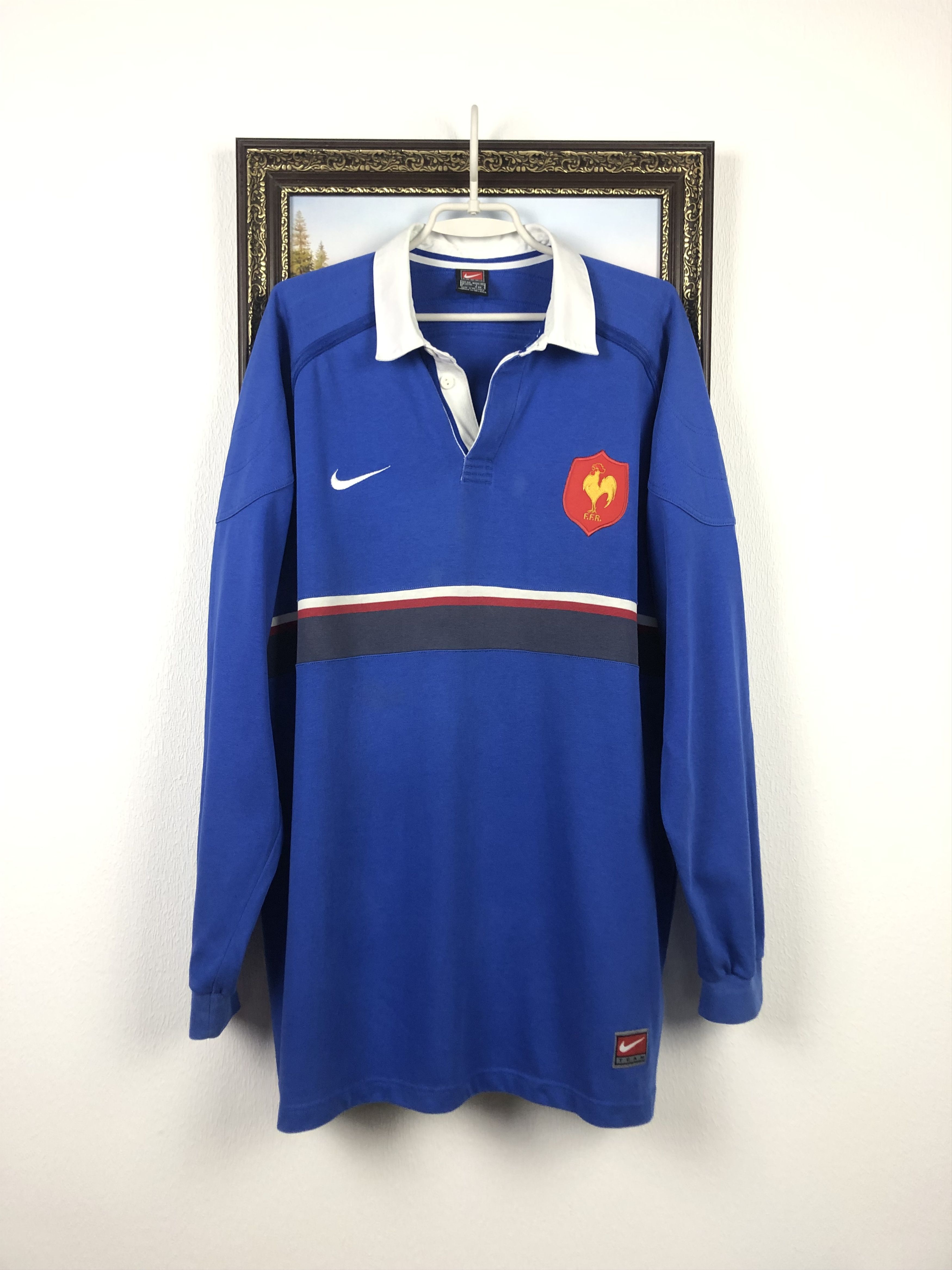 image of Nike x Vintage France Player Issue 3 Rugby Union Shirt Jersey in Blue, Men's (Size 2XL)