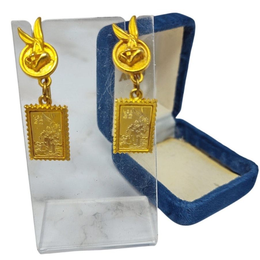 Warner Bros Looney Tunes USPS Stamp Collection Bugs Bunny VTG Earrings Size ONE SIZE - 1 Thumbnail
