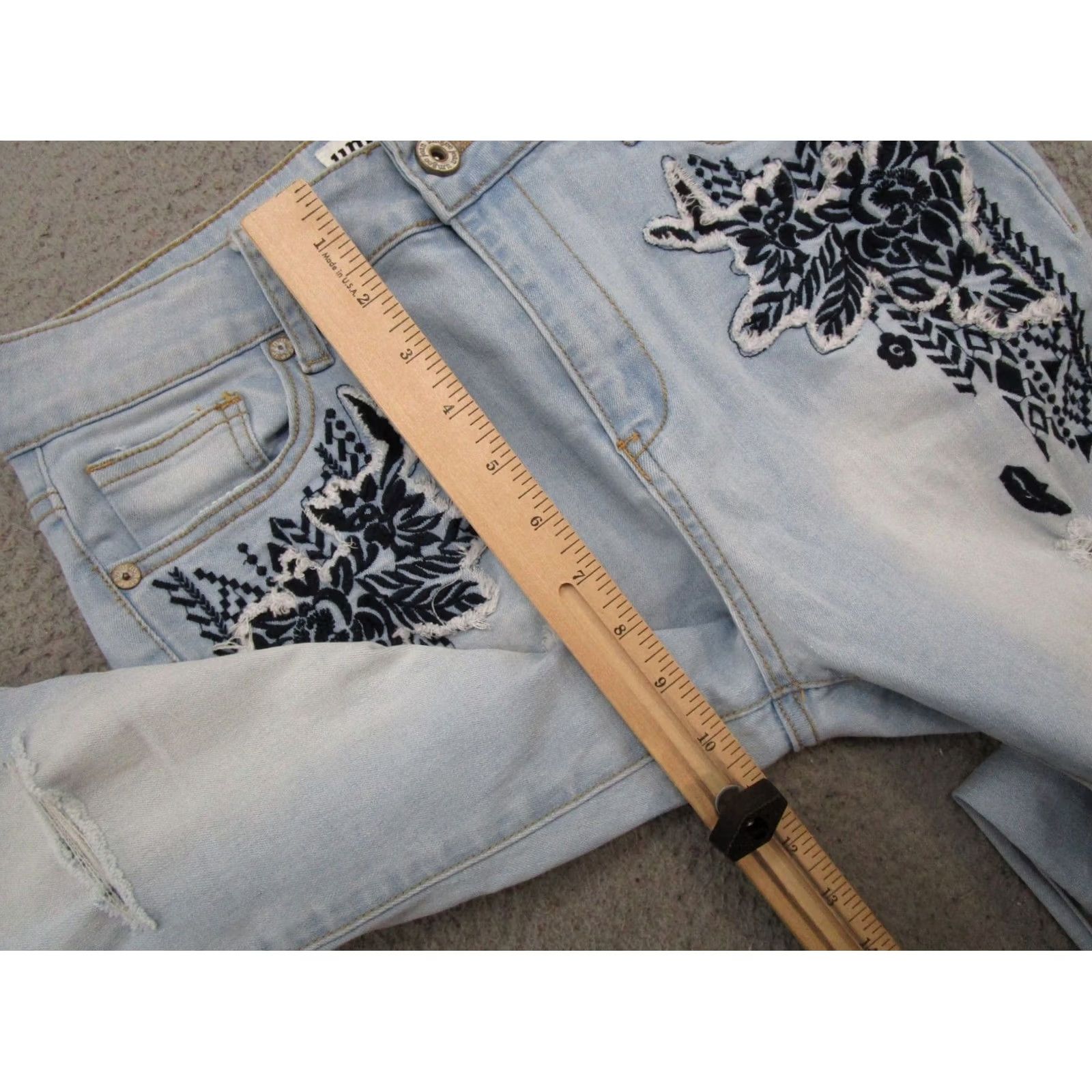 Denime Umgee Embroidered Denim Skinny Jeans Size 28 Blue Bohemian 5-Pocket Womens Skinny Jeans XS? - Size 28" / US 6 / IT 42 - 7 Thumbnail