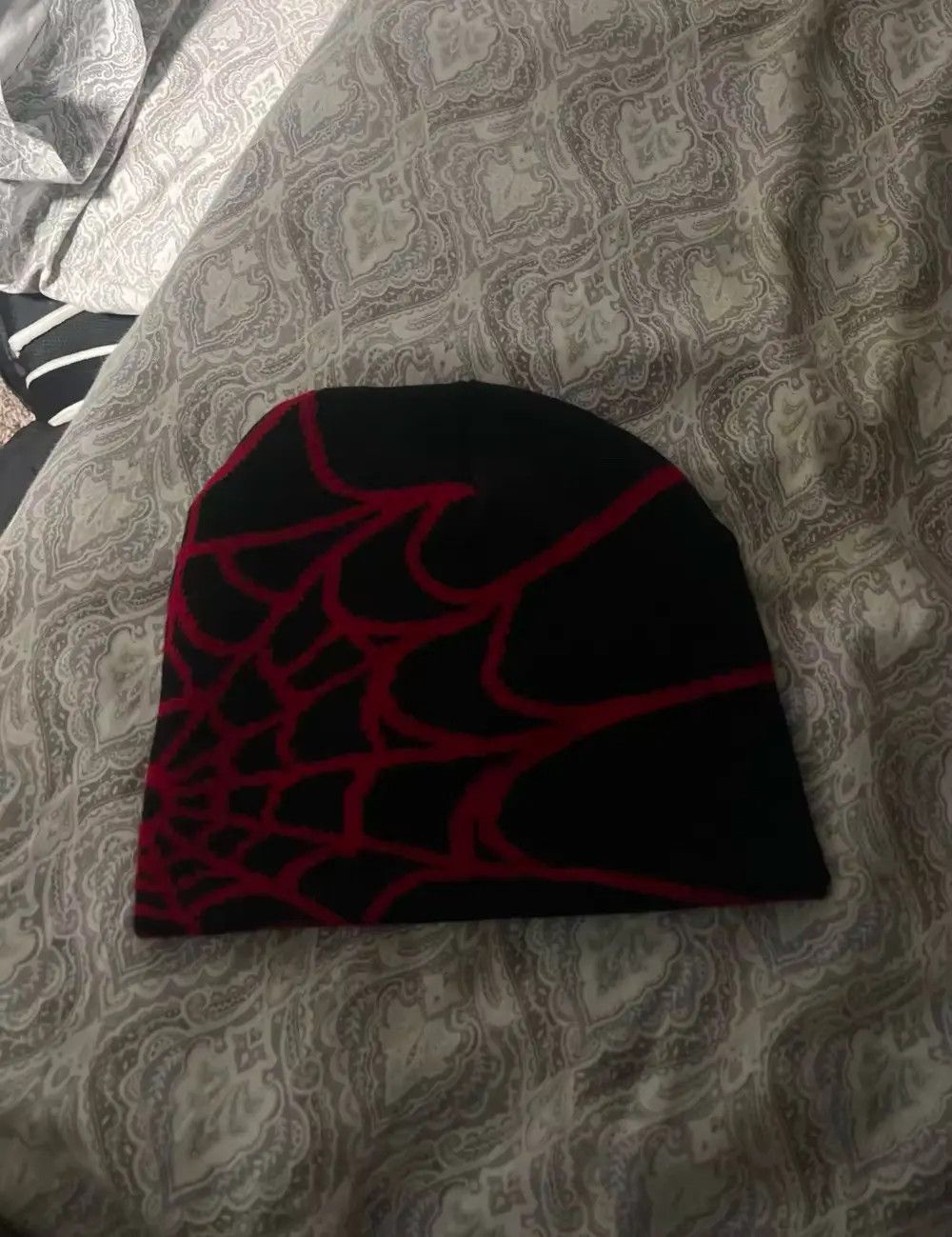 Japanese Brand Y2K Spiderweb beanie (black red) Size ONE SIZE - 2 Thumbnail