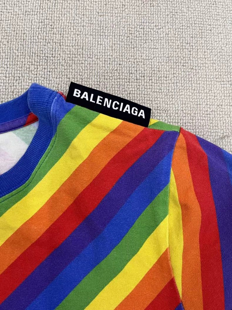 Balenciaga Balenciaga Color striped shoulder letter short sleeve T-sh Size US L / EU 52-54 / 3 - 3 Thumbnail