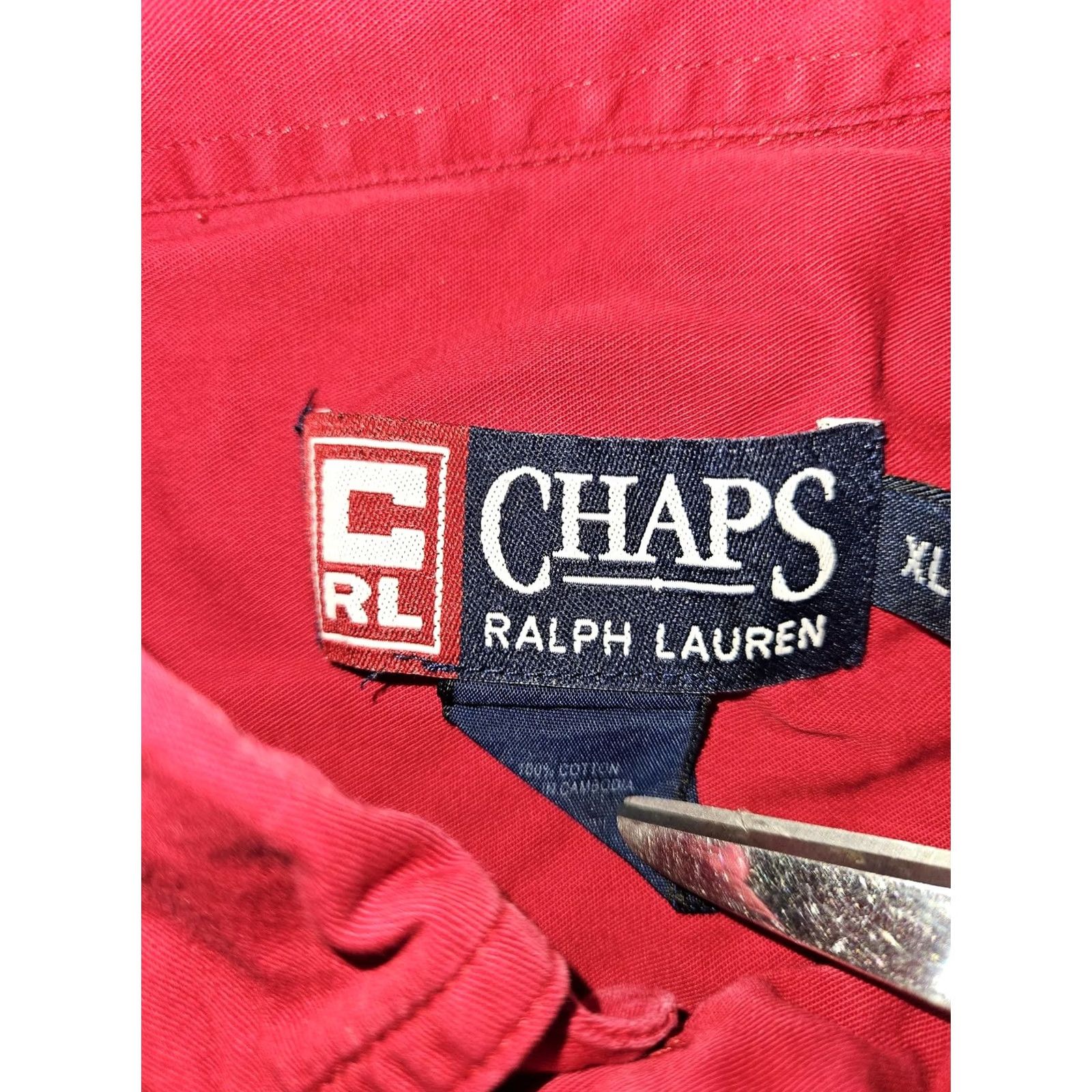Chaps VINTAGE Chaps Ralph Lauren Shirt Mens XL Red Button-Down Crest Logo Casual Size US XL / EU 56 / 4 - 3 Thumbnail