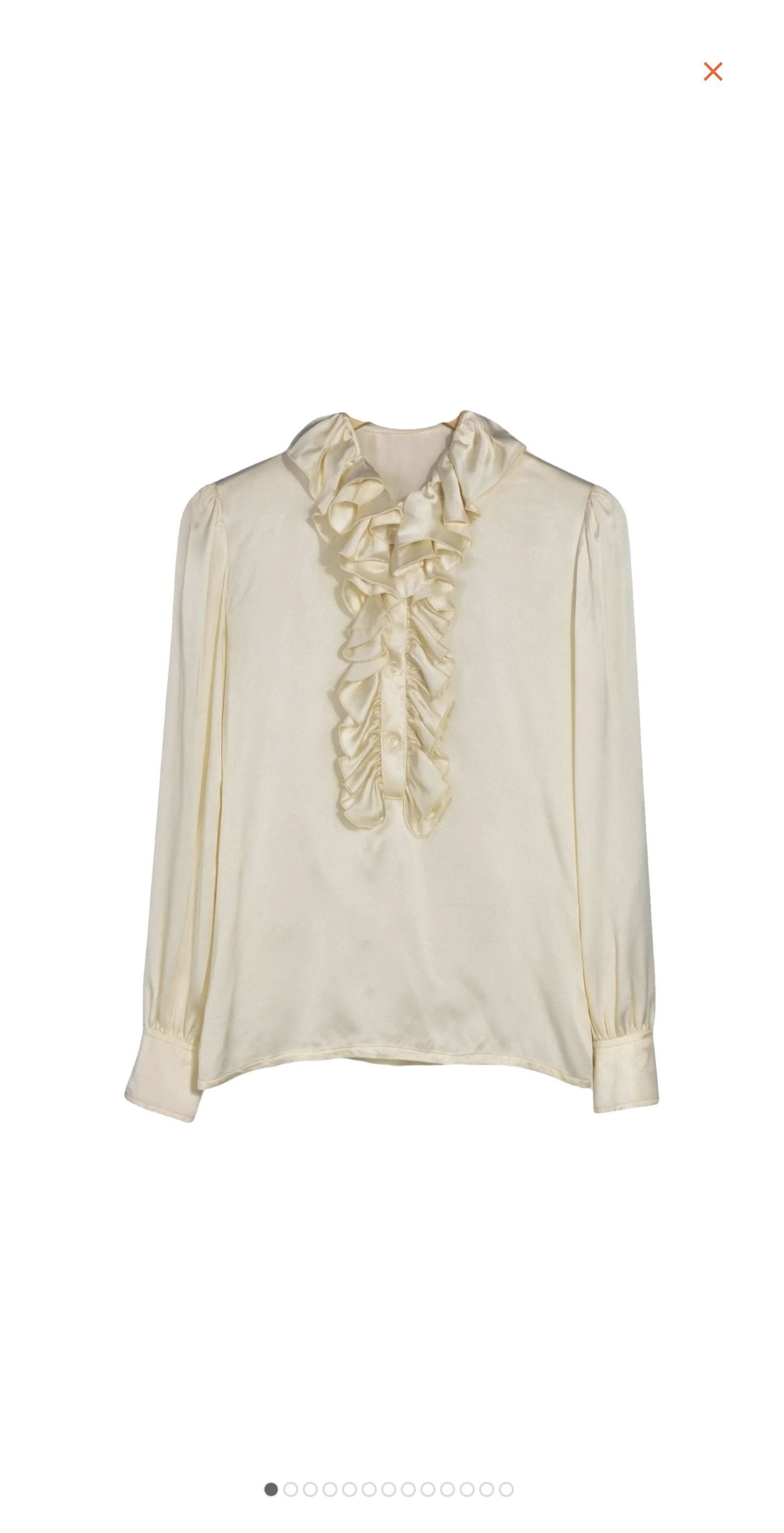 Valentino Valentino- Silk Ruffled Blouse Ivory -Rare Archive Piece Size M / US 6-8 / IT 42-44 - 10 Thumbnail