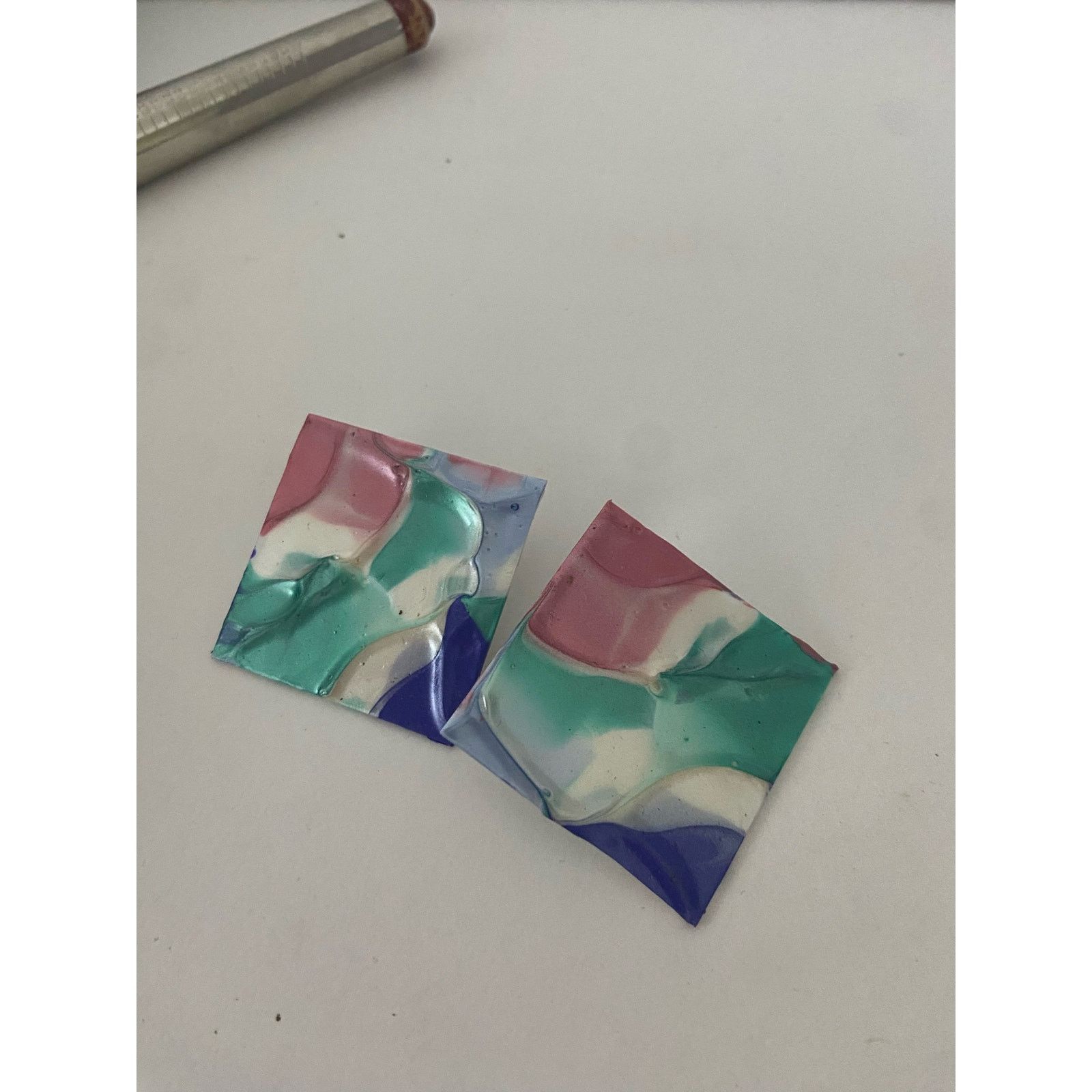 Handmade square earrings colorful Size ONE SIZE - 3 Thumbnail