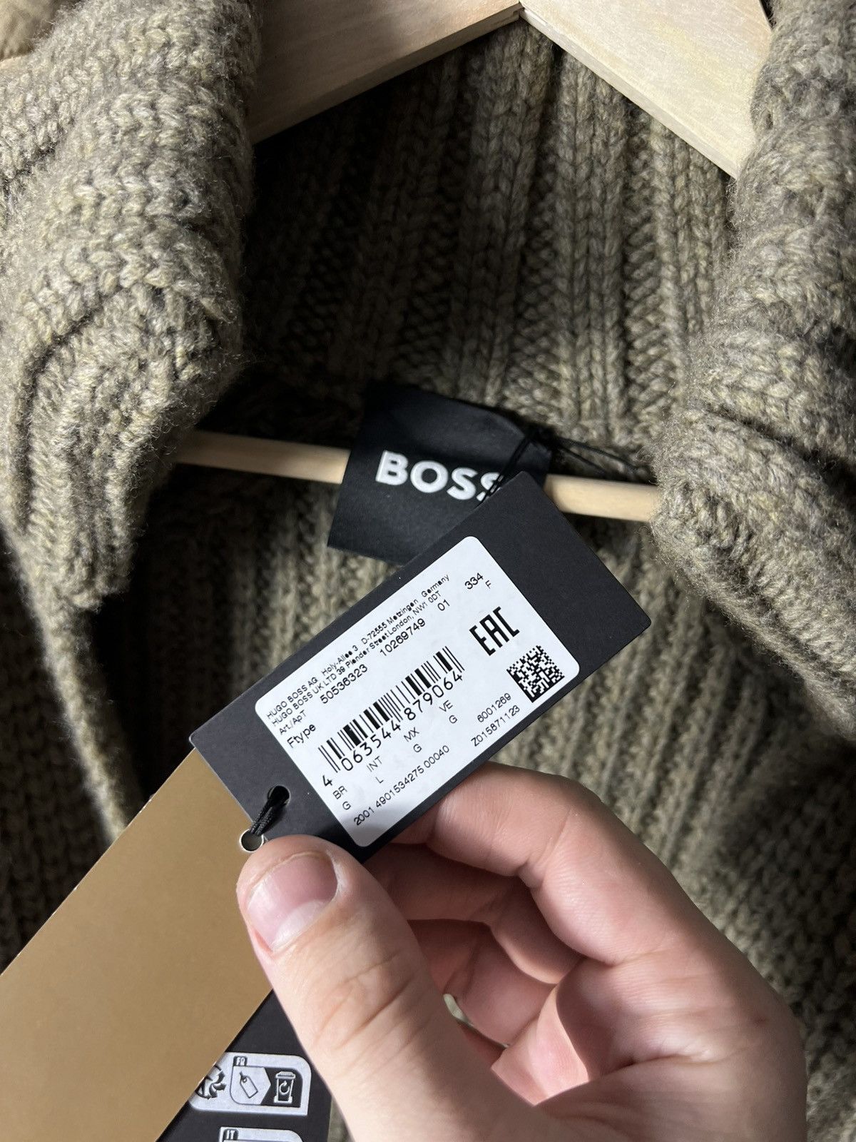 Hugo Boss RRP 520$ NWT Boss Luxury Wool Chunky Knit Sweater Green Size US L / EU 52-54 / 3 - 10 Thumbnail