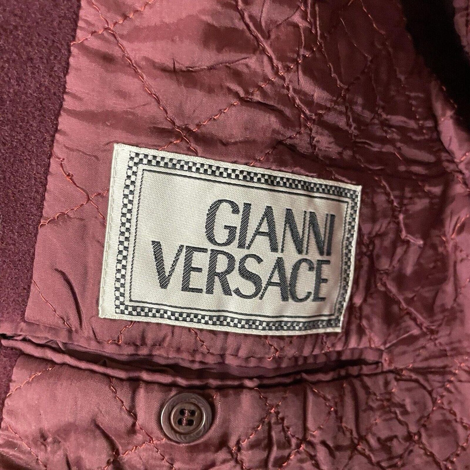 Versace Vintage Gianni Versace Mens Burgundy Wool Cashmere Peacoat L Size US L / EU 52-54 / 3 - 3 Thumbnail
