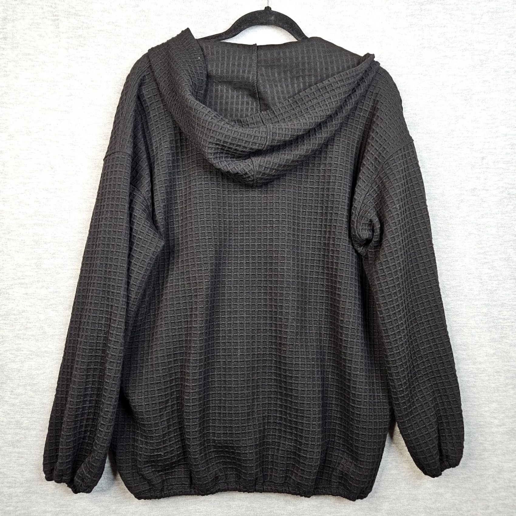 Vintage MAX STUDIO Women's Black Waffle-Knit Full Zip Cardigan Hoodie 1X NEW Size XL / US 12-14 / IT 48-50 - 7 Thumbnail