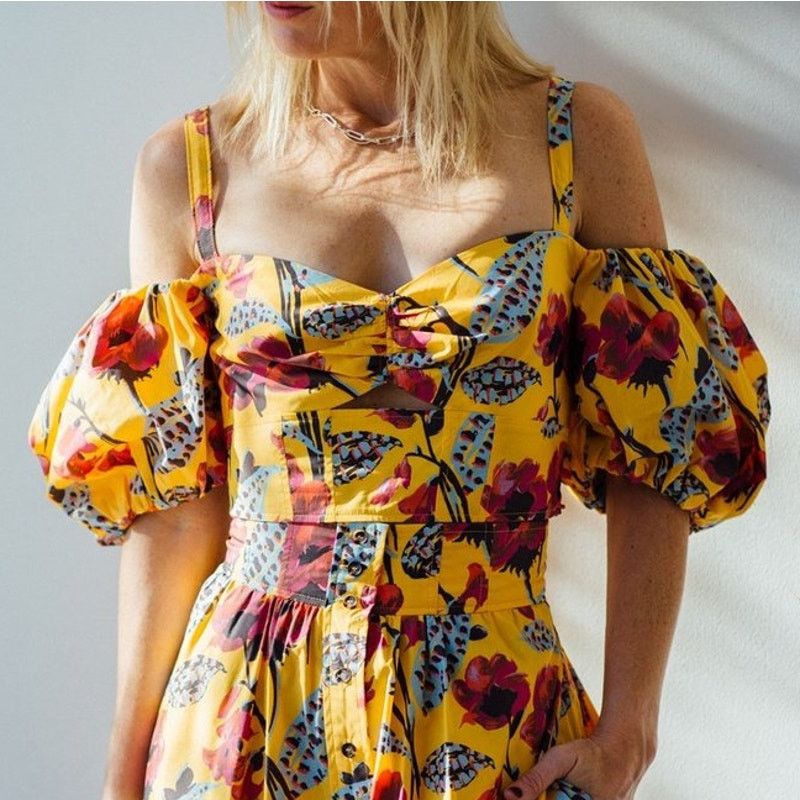 A.L.C. ALC Melody Top Yellow Floral Print Size XL / US 12-14 / IT 48-50 - 1 Thumbnail
