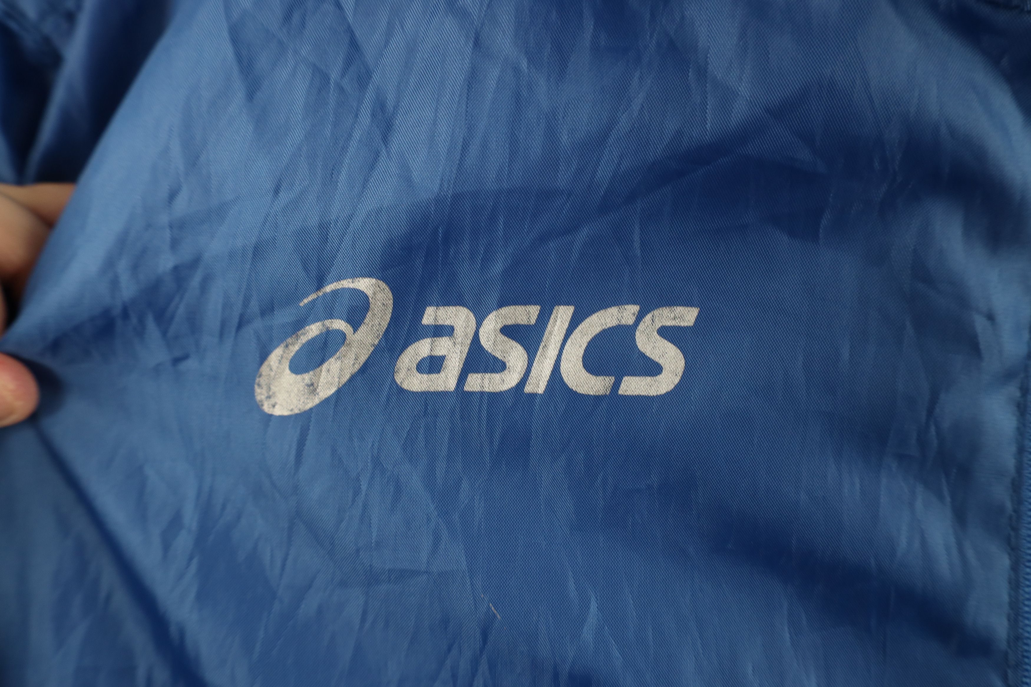 Asics Vintage 90s ASICS Spell Out Hooded Windbreaker Jacket Blue Size XL / US 12-14 / IT 48-50 - 4 Thumbnail