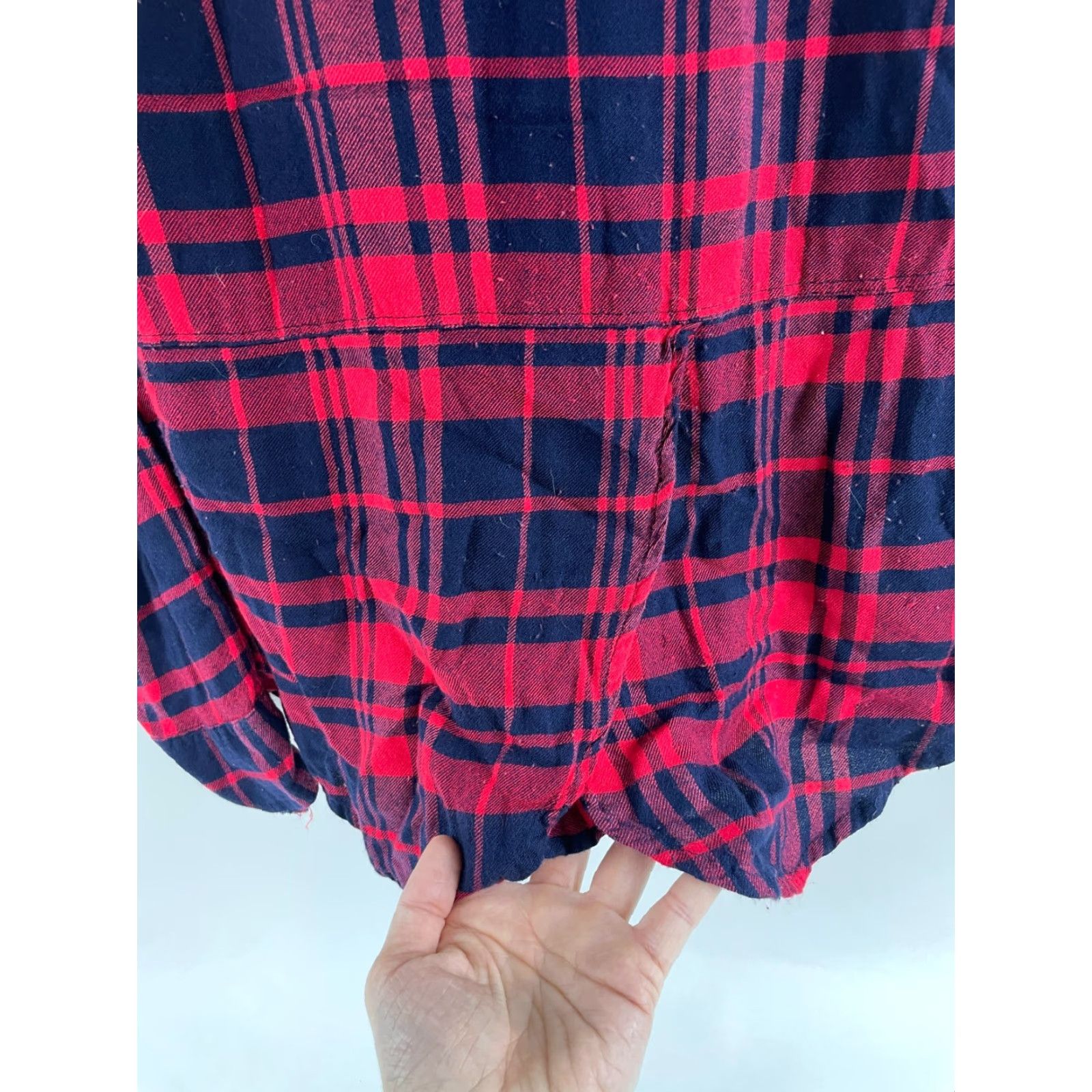 Lucky Brand Lucky Brand Shirt Women's S Red Navy Blue Plaid Button-Up Pocket Split Back Size S / US 4 / IT 40 - 5 Thumbnail