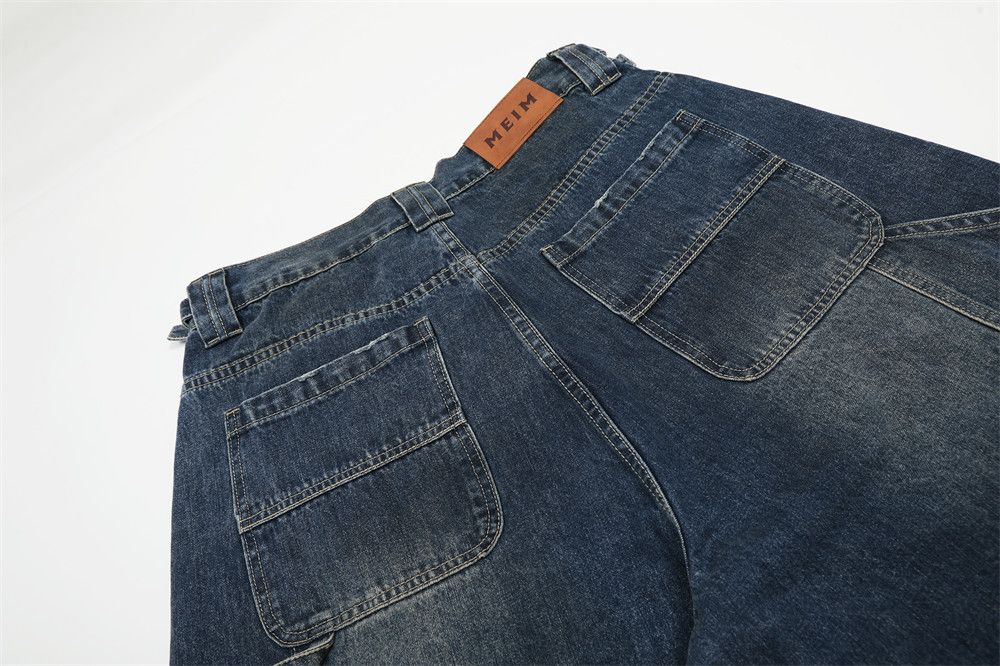Jean Men's washed distressed loose cargo denim shorts Size US 32 / EU 48 - 5 Thumbnail