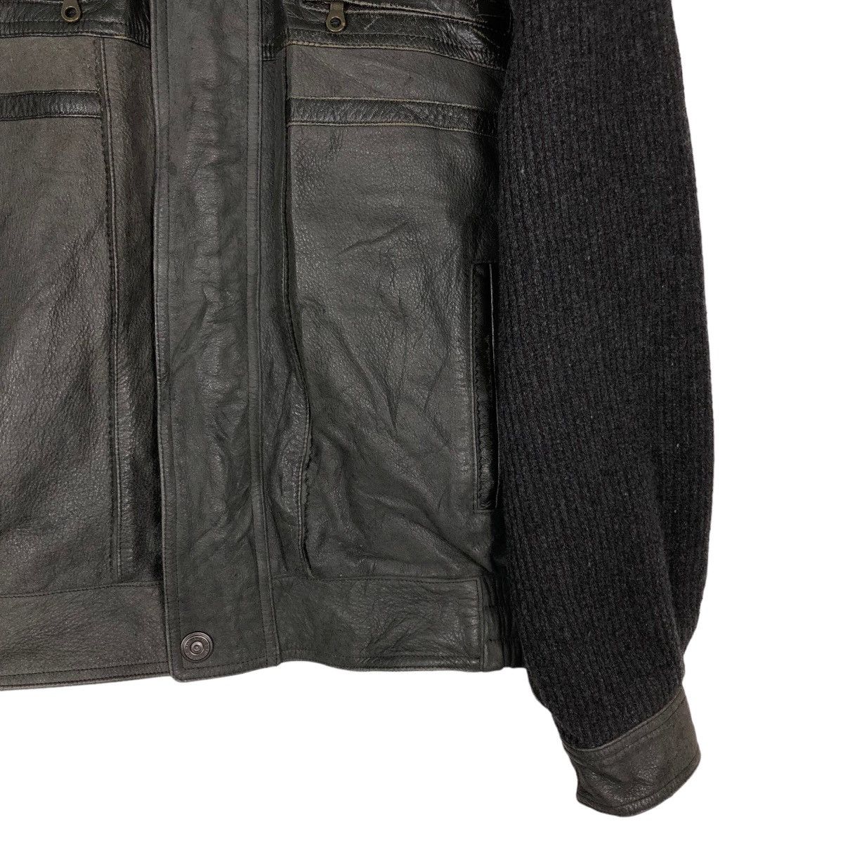 Japanese Brand 🔥Vintage Biker Leather Jacket Japan Made Knit Sleeve Rare Size US L / EU 52-54 / 3 - 5 Thumbnail