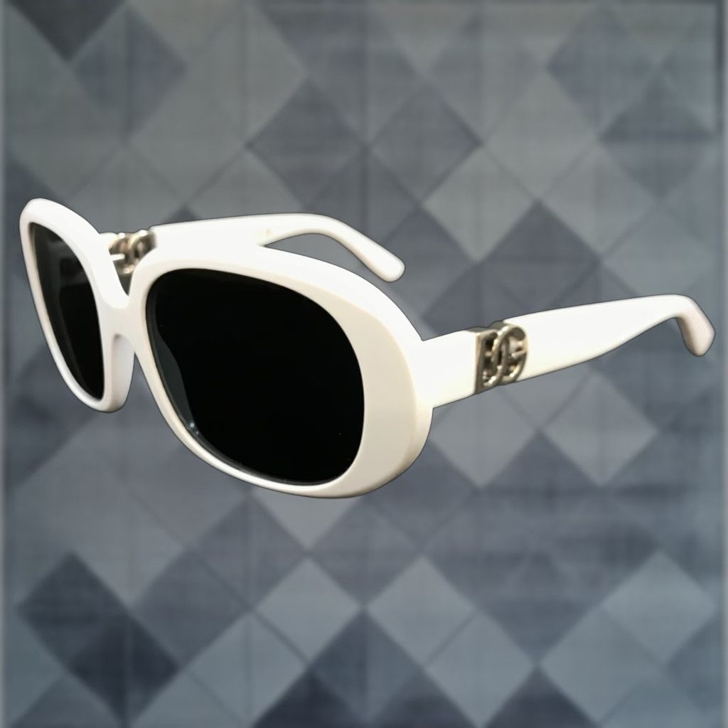 VINTAGE Dolce & Gabbana Women Sunglasses Square Oversized 140mm White Gray UV400 Italian Designer
