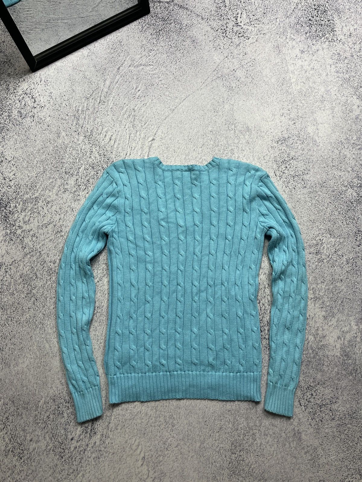 Polo Ralph Lauren × Ralph Lauren Polo Ralph Lauren V-neck Women’s Blue Cable Knit Sweater Size M / US 6-8 / IT 42-44 - 5 Thumbnail