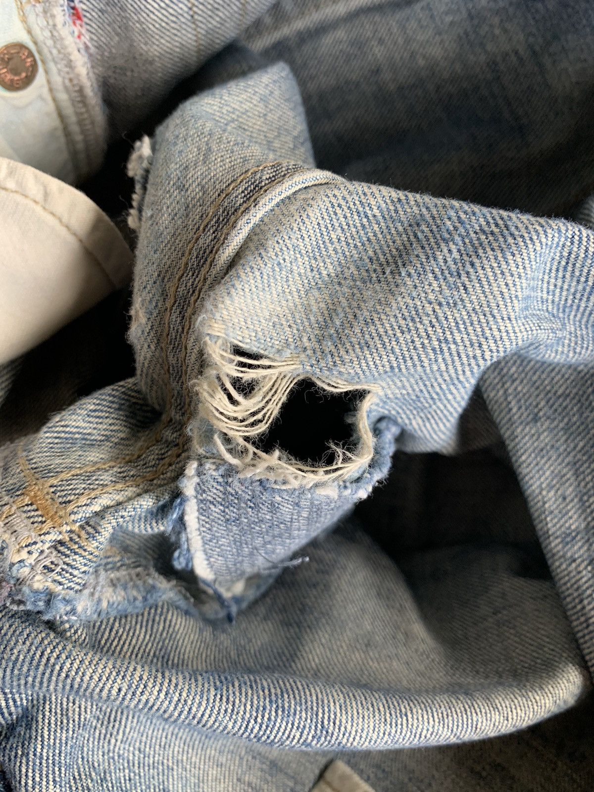 Japanese Brand × Kapital × Vintage Okura Hr Market Japanese Button Fly Selvedge Distressed Size US 34 / EU 50 - 21 Thumbnail