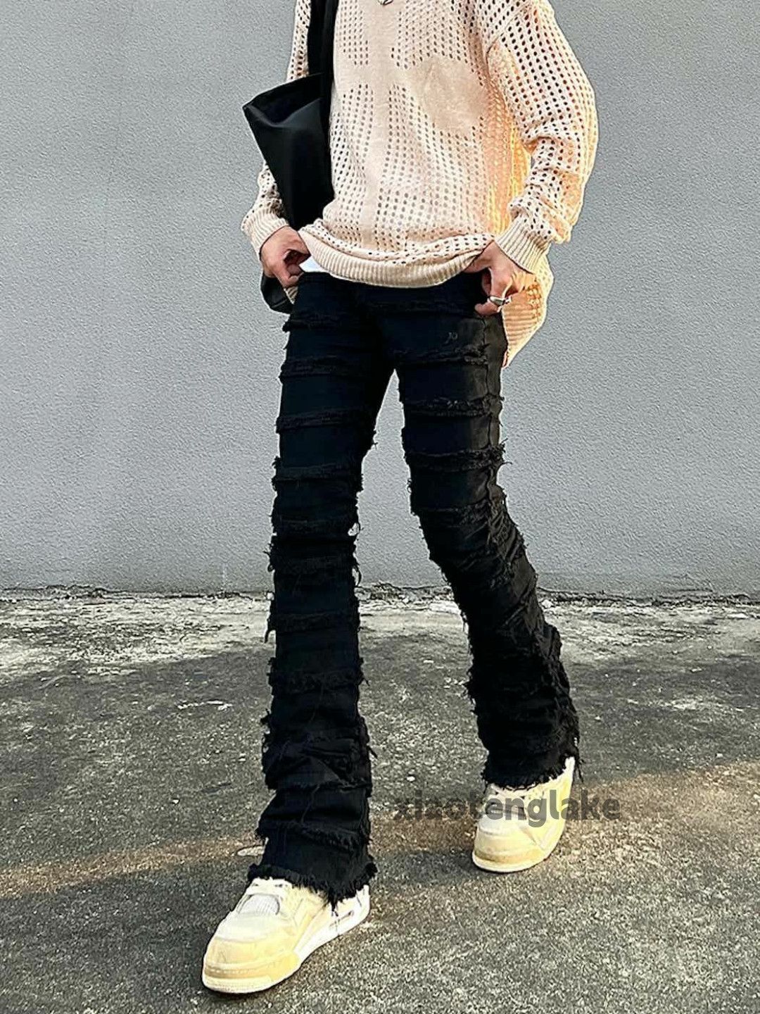 Jean × Vintage washed faded damaged punk grunge ripped jeans Size US 34 / EU 50 - 4 Thumbnail