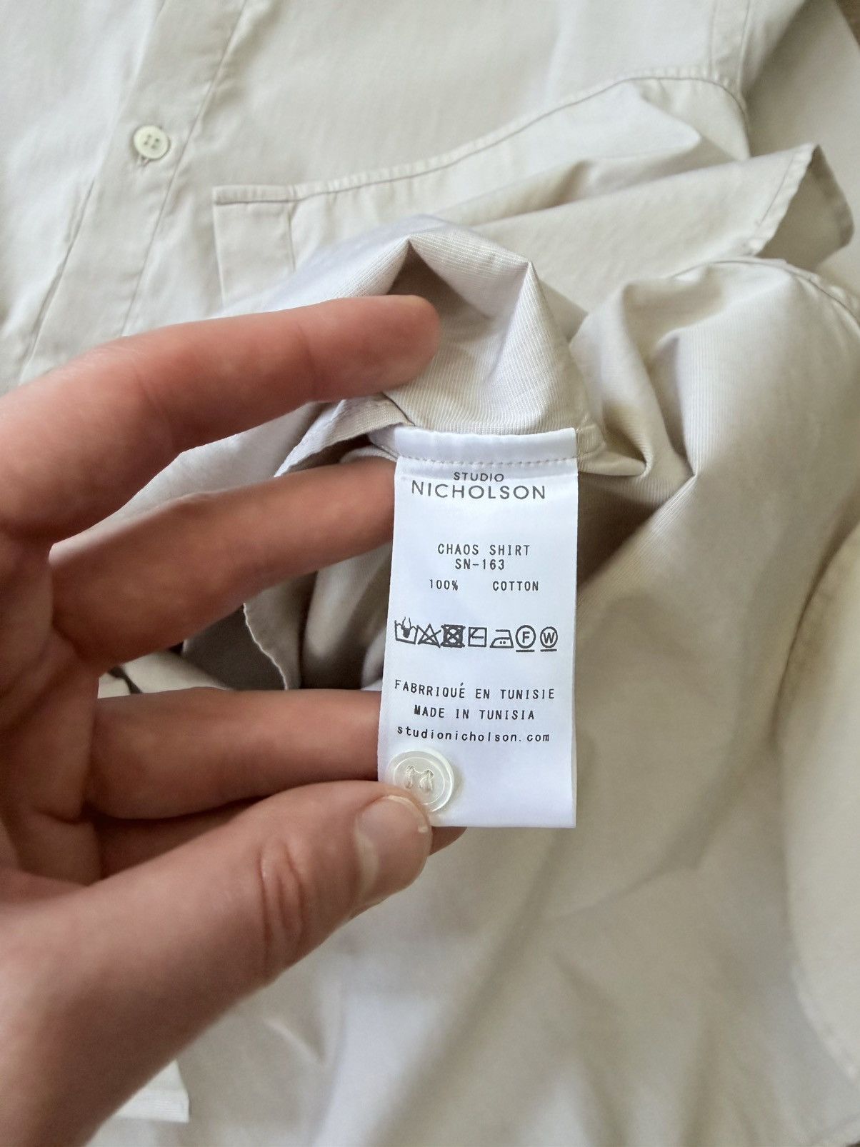 Studio Nicholson Chaos Shirt Beige Cotton Collarless Long Sleeve Size US M / EU 48-50 / 2 - 5 Thumbnail
