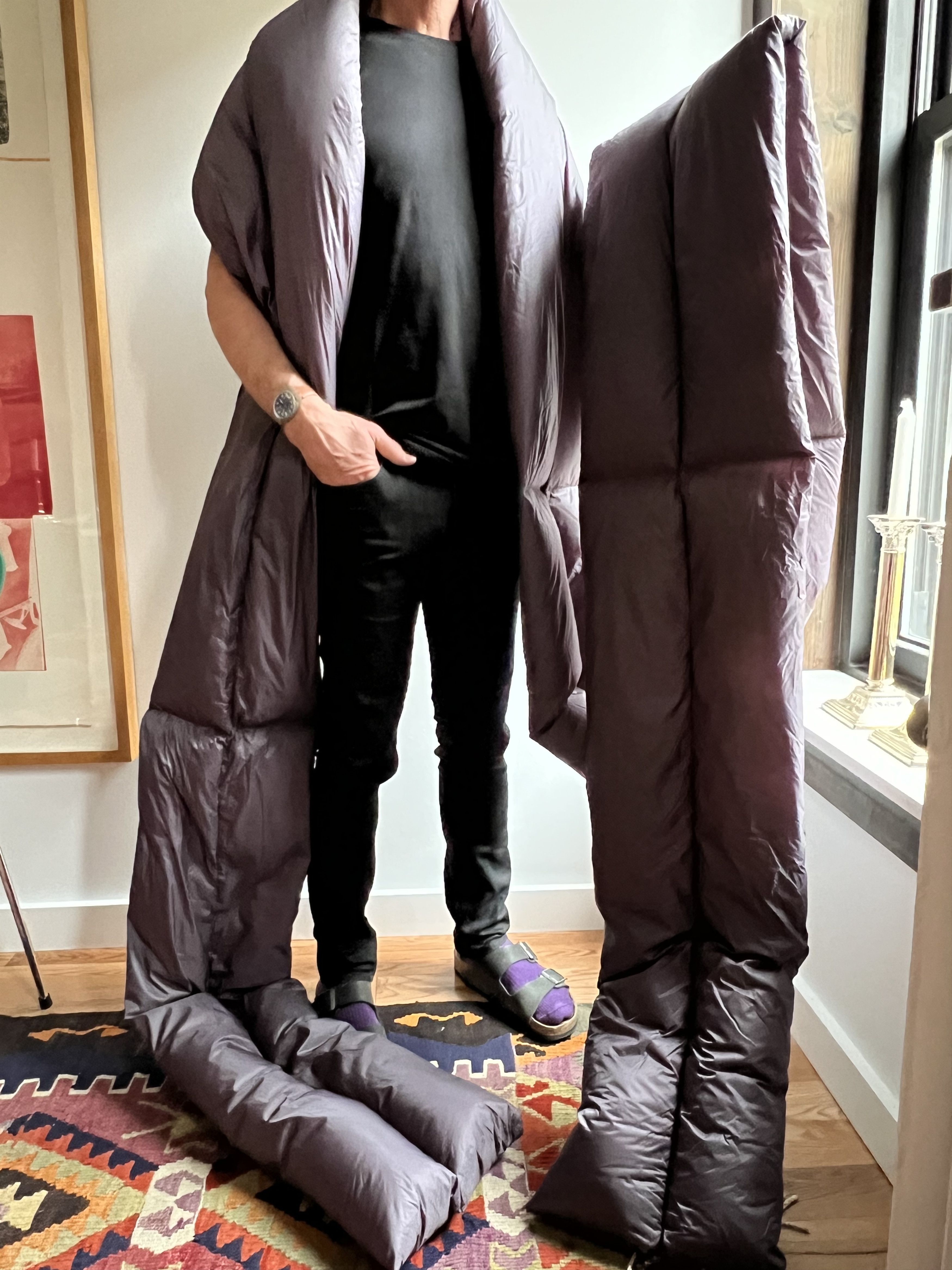 image of 20Ft Rick Owens Fw21 Extended Puffer Scarf in Eggplant, Men's (Size 2XL)