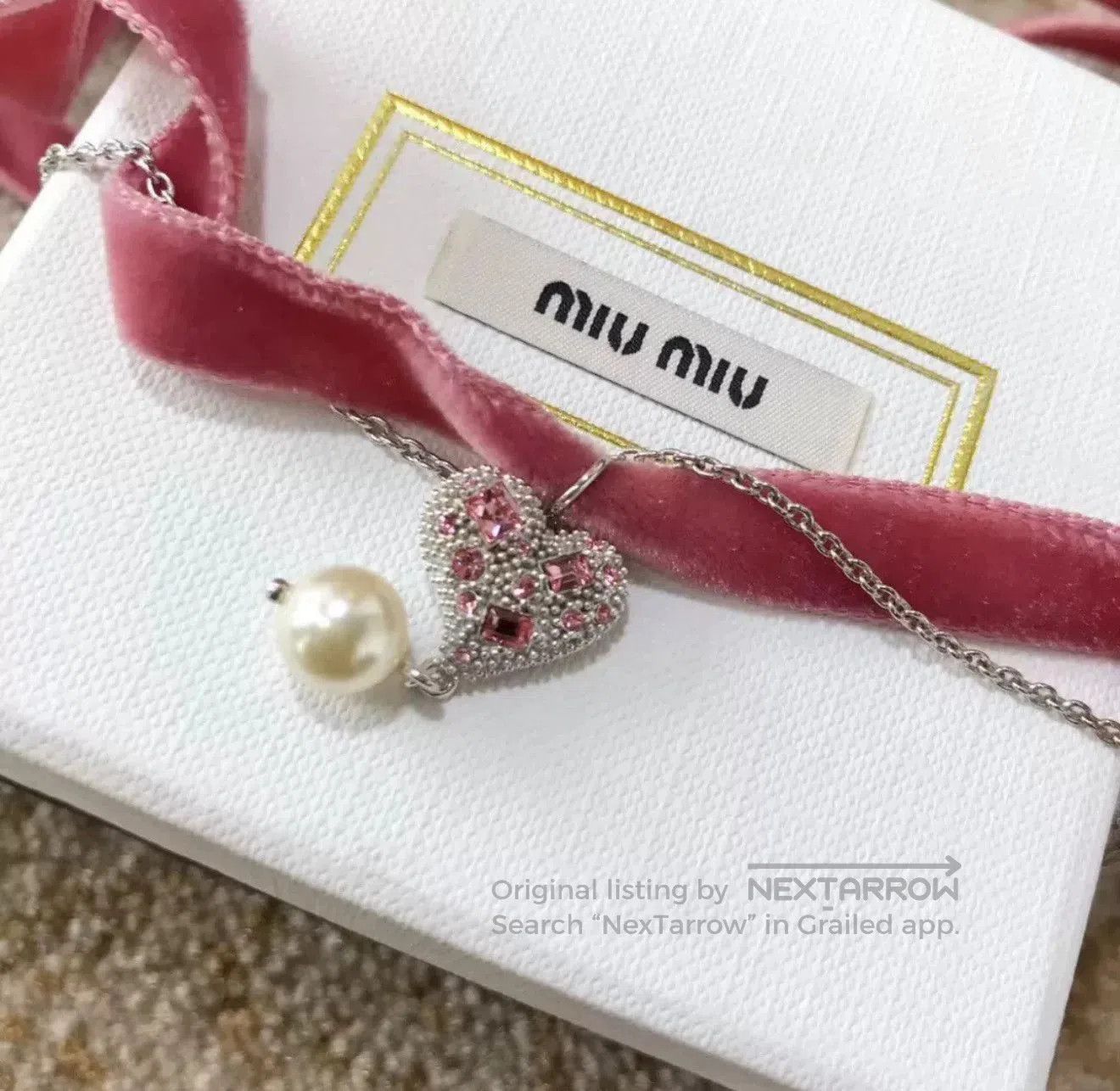 Miu Miu Miu Miu Velvet Heart Diamond Bracelet. Size ONE SIZE - 1 Thumbnail